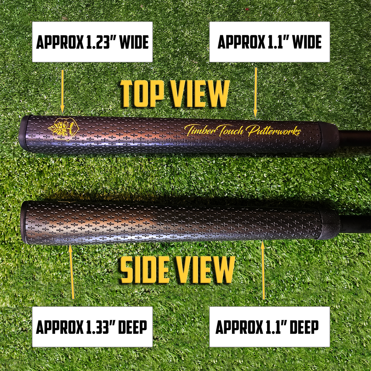 Oversized putter grip installed on a TimberTouch wood putter