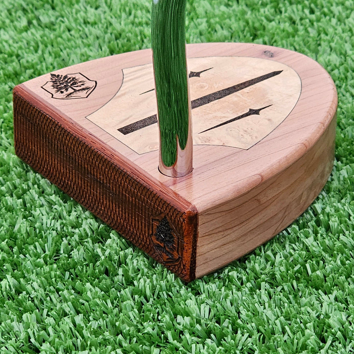 Golfers observing putting green etiquette