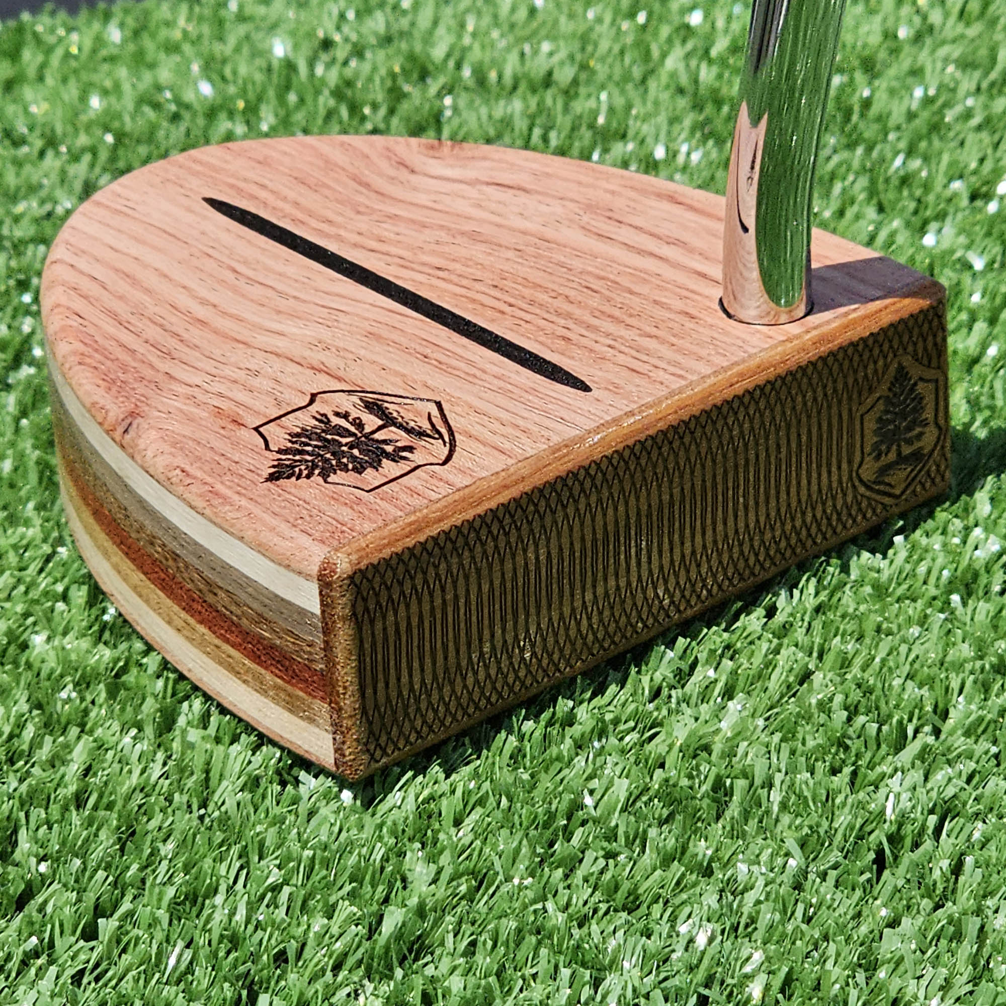 Golfer putting in breezy weather conditions