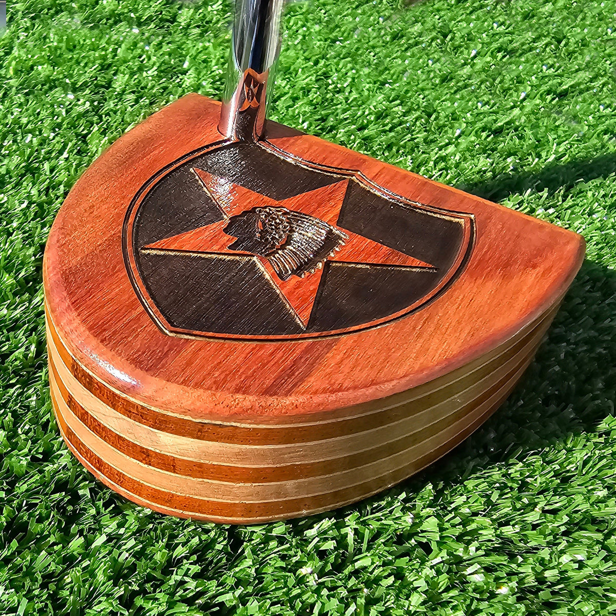 Custom engraved 2nd Infantry insignia on the back of a TimberTouch wood putter