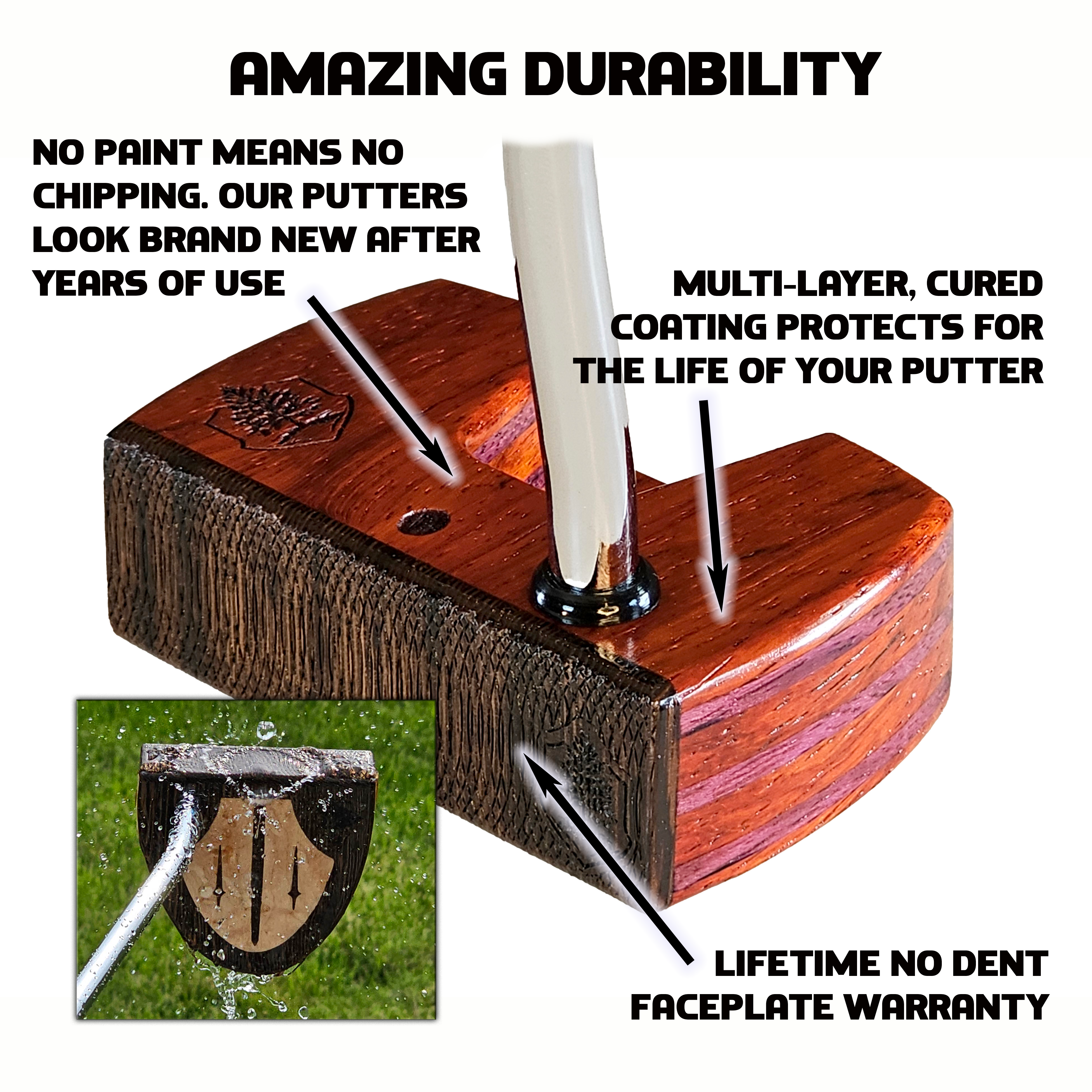 Durable exotic hardwood TimberTouch putter head
