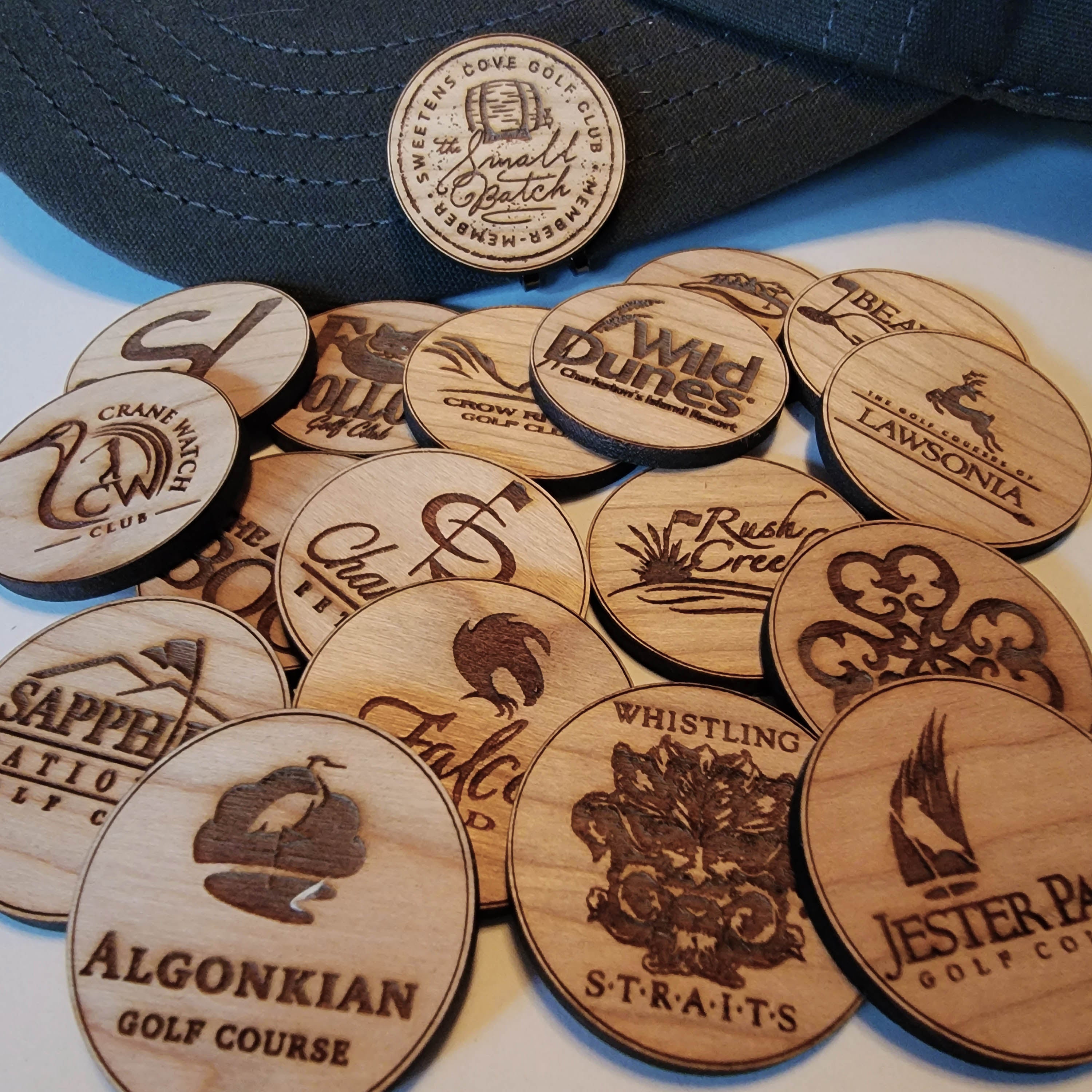 Custom Bulk Wood Golf Ball Markers