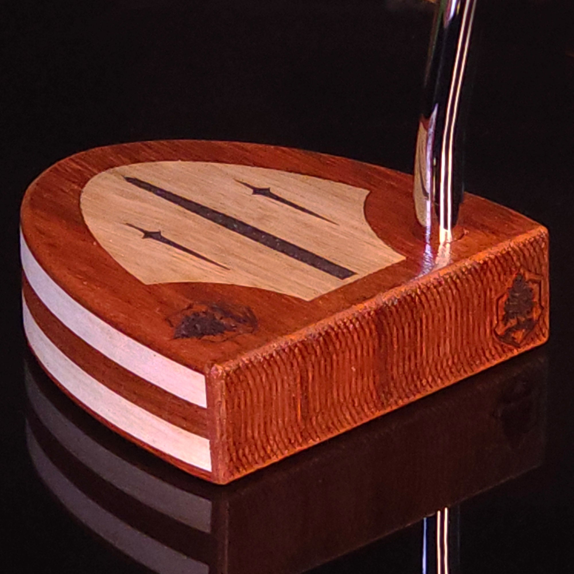 Padauk wood and Hard Maple wood putter with wood plied body and Black