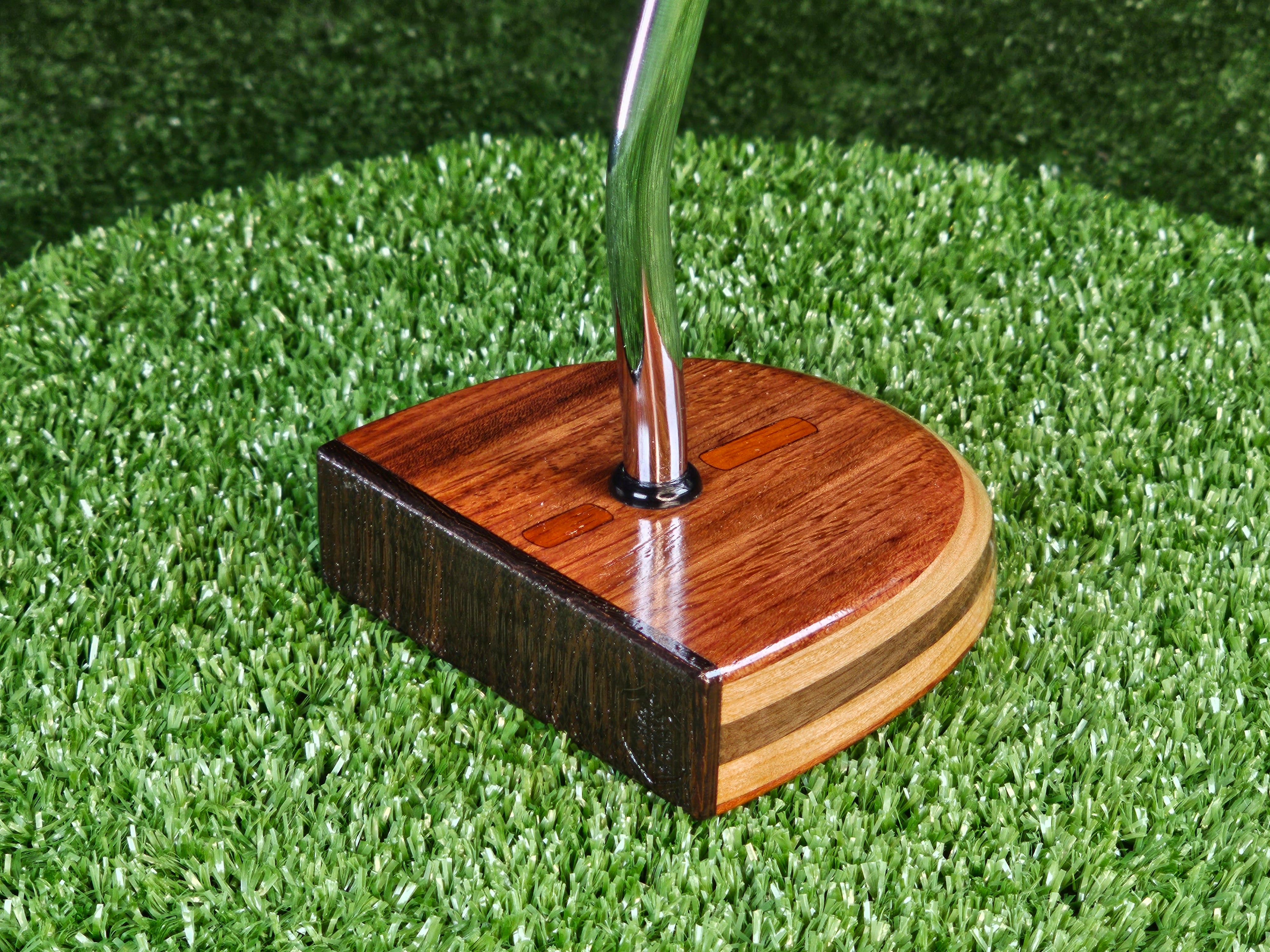 Fatty Style Tigerwood exotic wood center shaft putter with Cherry and Walnut body
