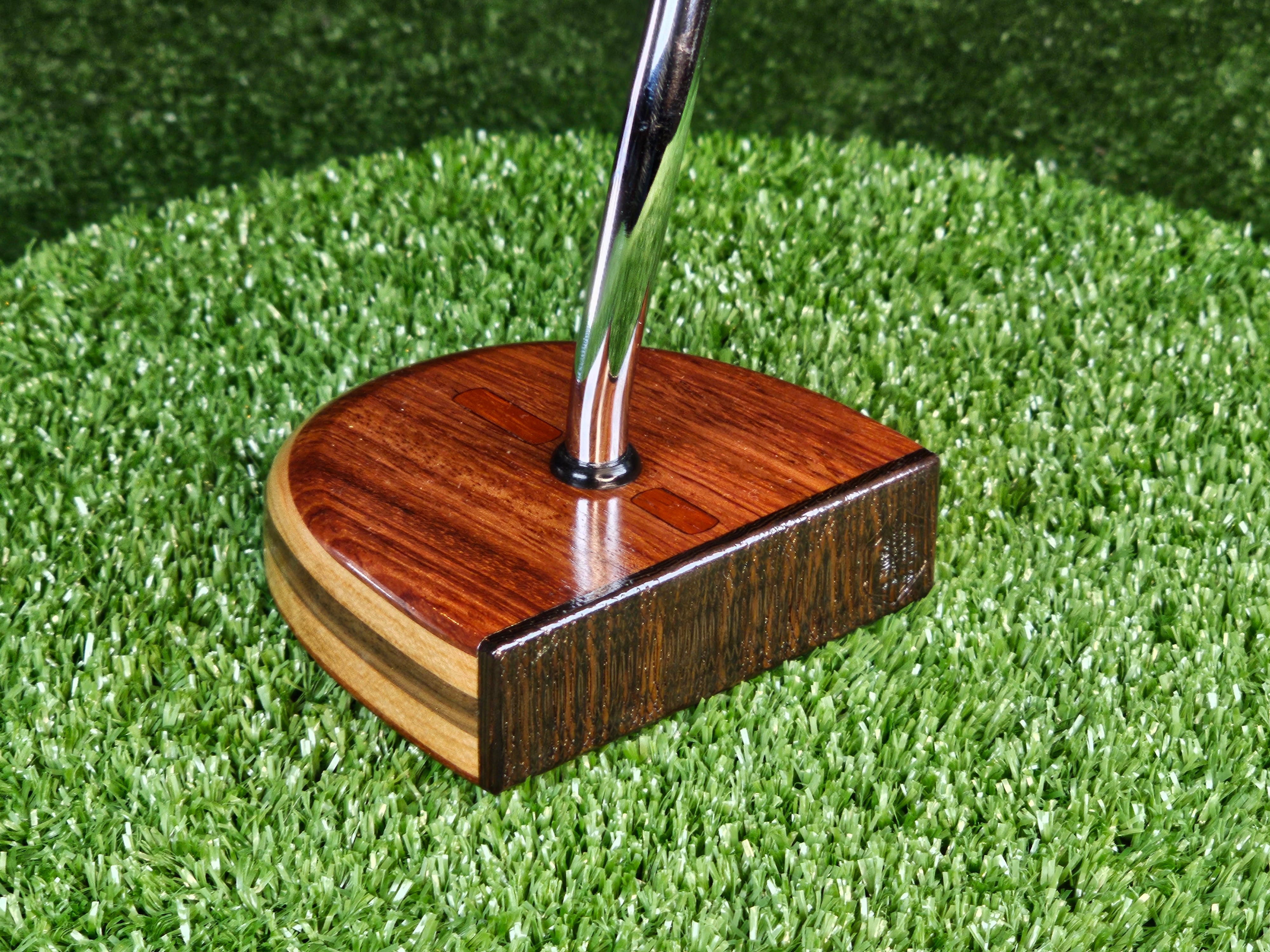 Fatty Style Tigerwood exotic wood center shaft putter with Cherry and Walnut body