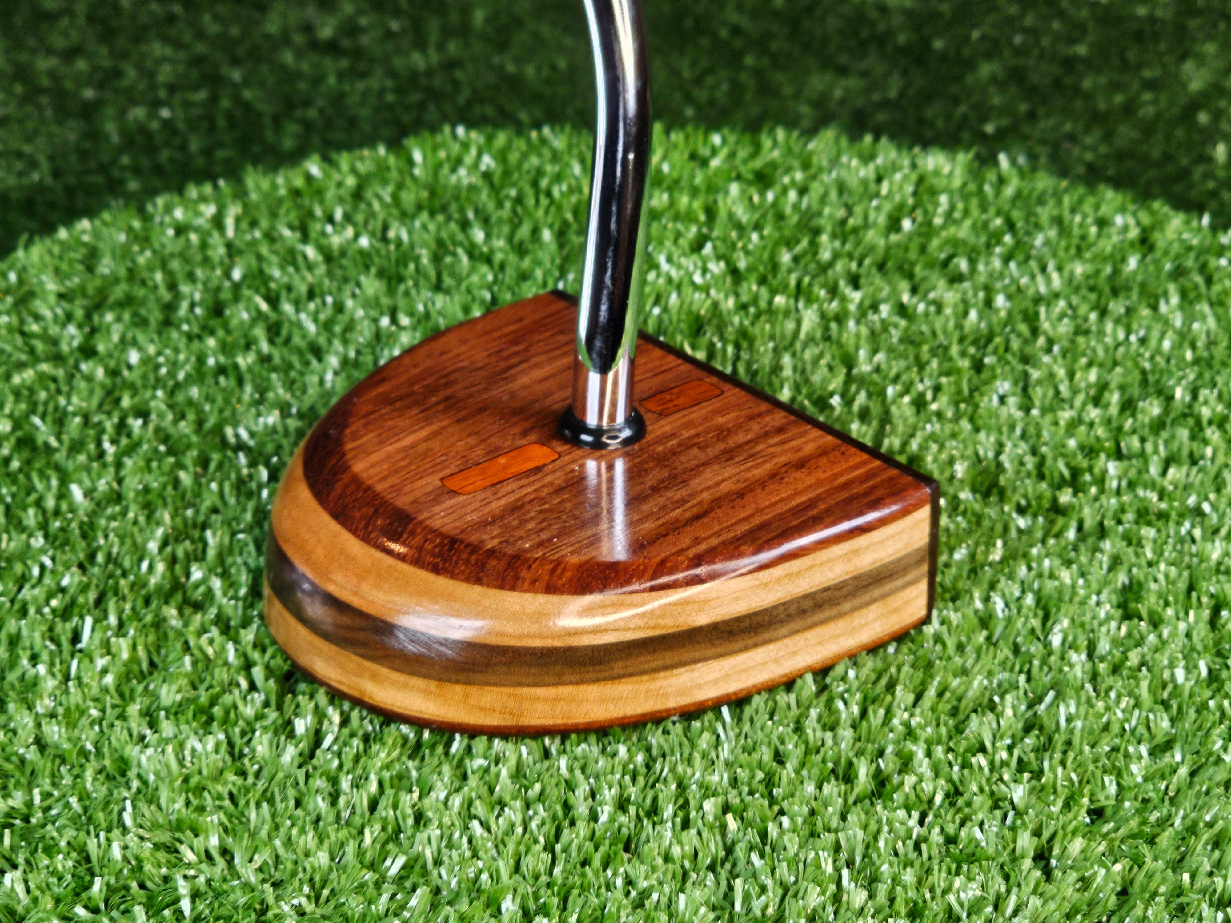 Fatty Style Tigerwood exotic wood center shaft putter with Cherry and Walnut body