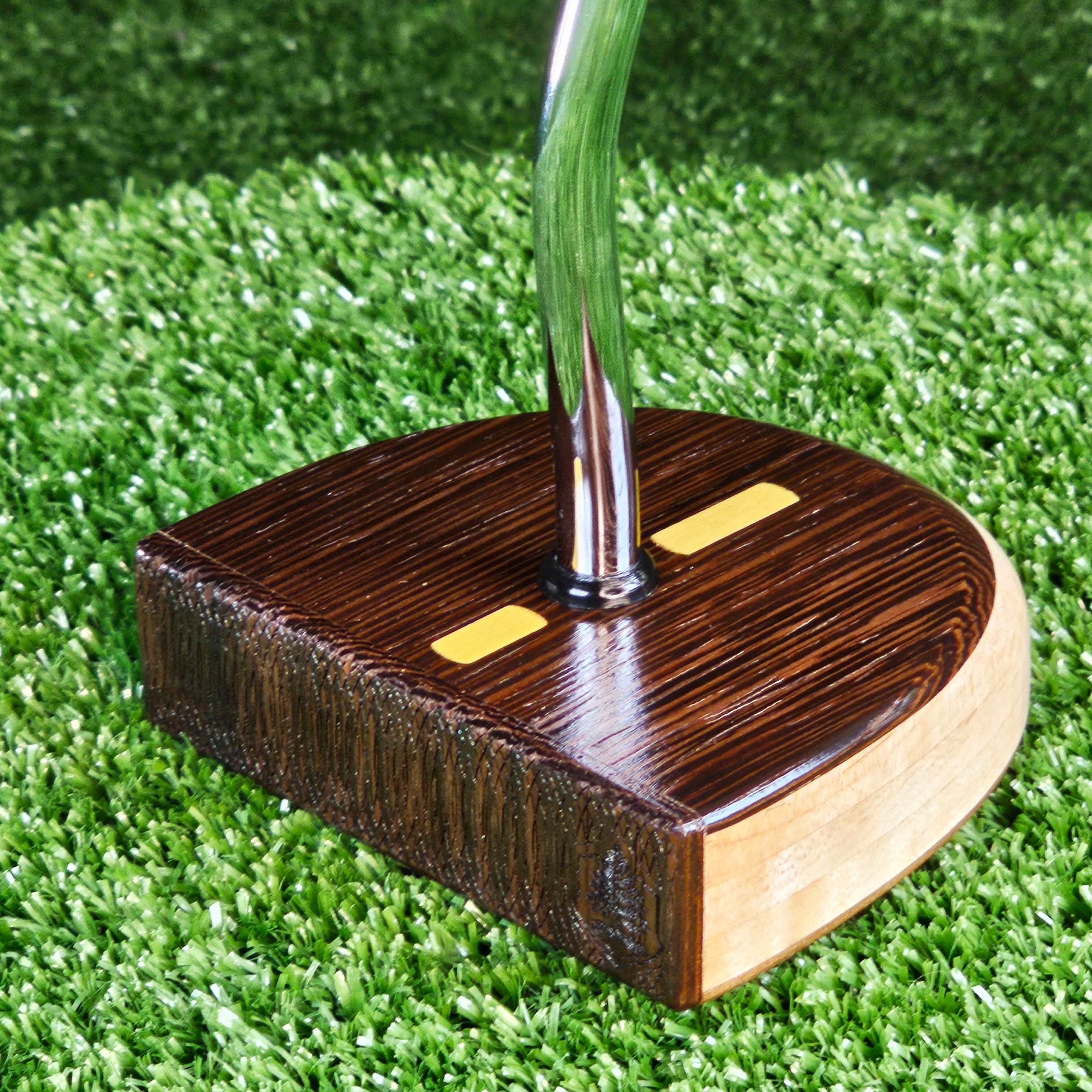 Fatty Style Wenge exotic wood center shaft putter with Curly Maple body