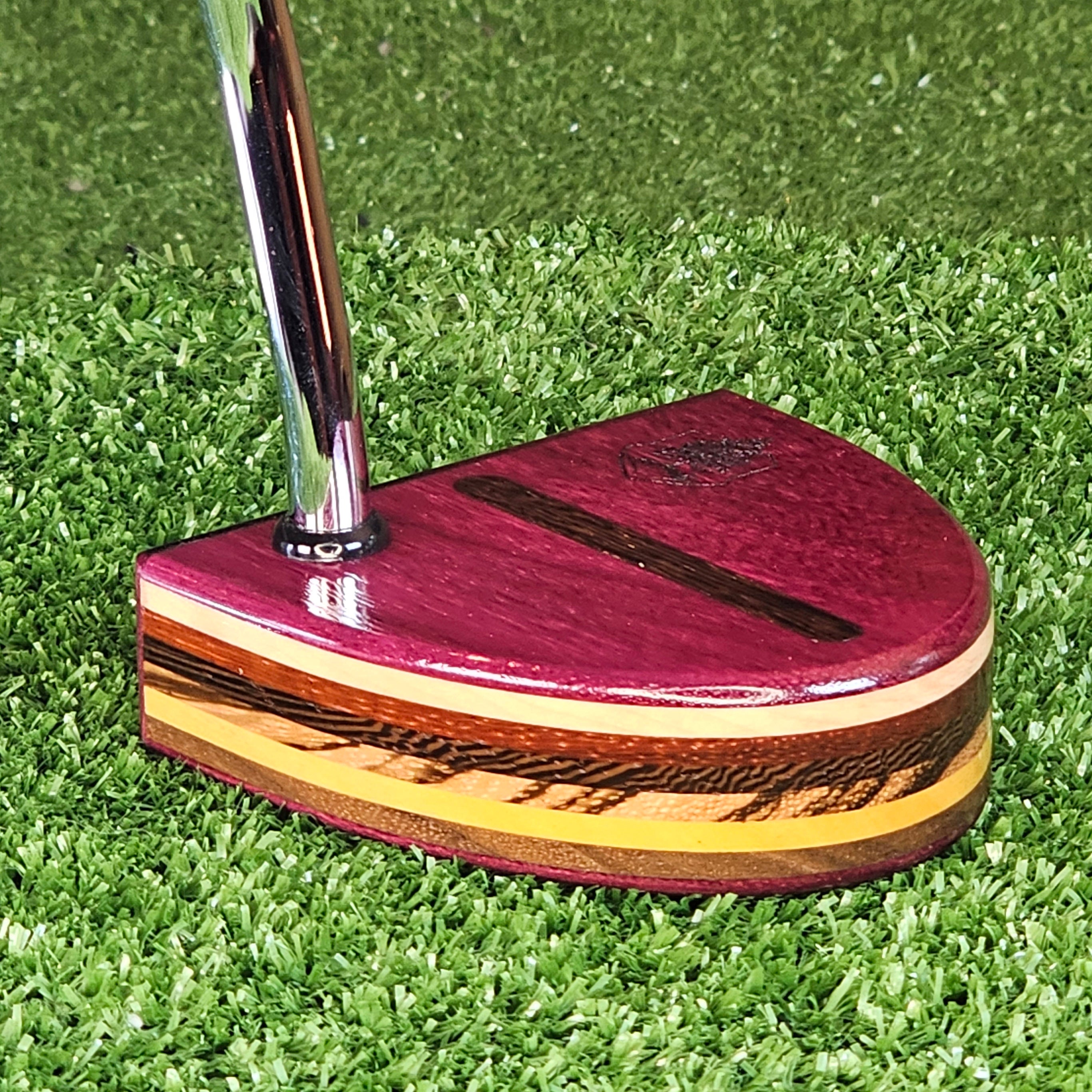 Purpleheart and various exotic wood putter woodford style golf putter