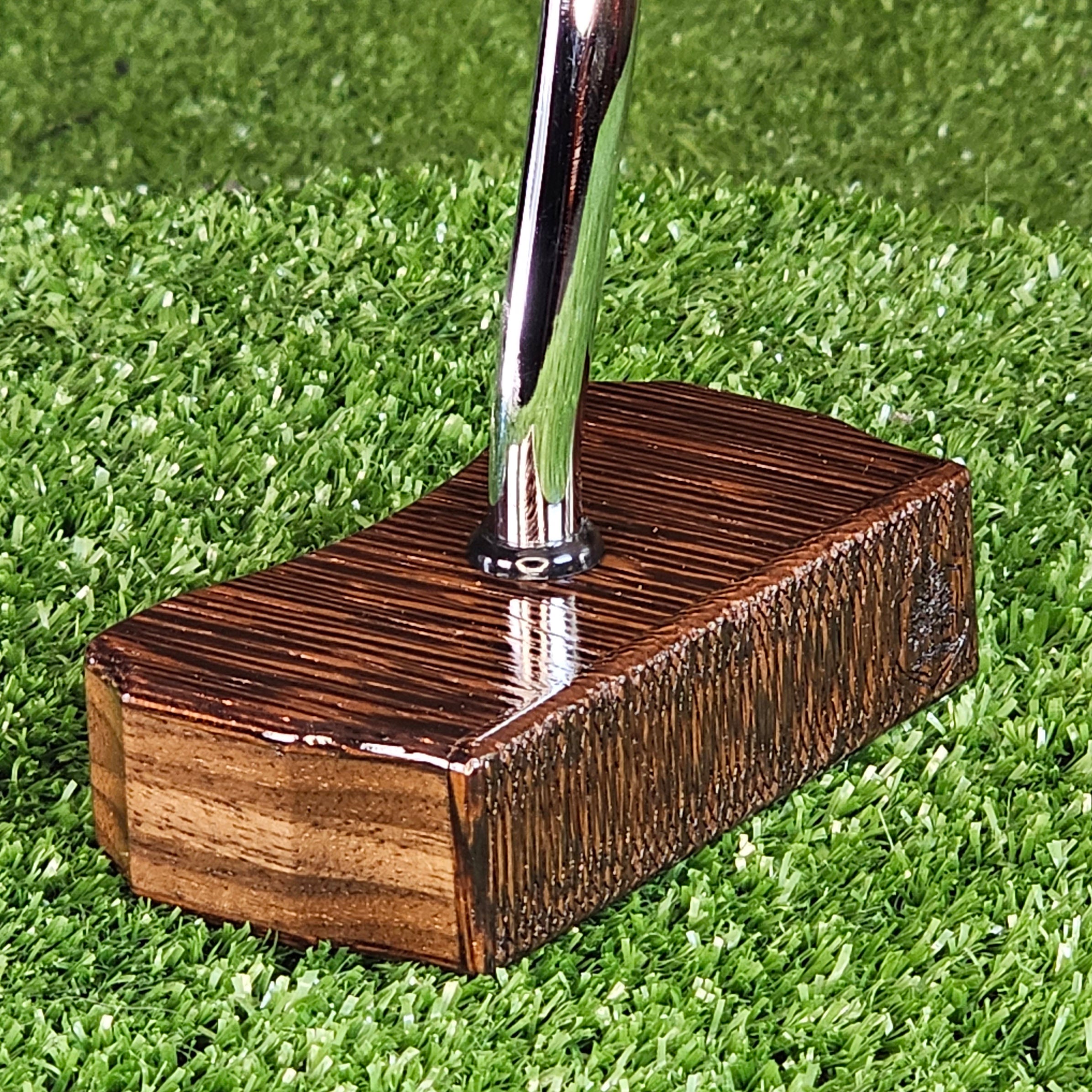 Wenge and walnut exotic wood golf putter center shaft Bladewood style