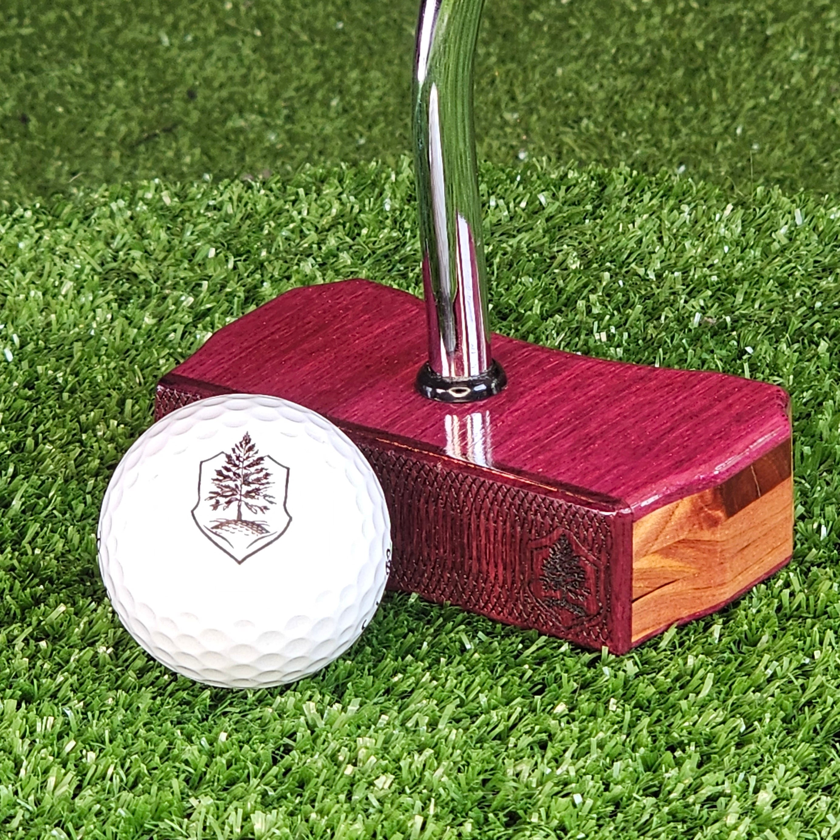 Purpleheart and Cedar exotic wood golf putter center shaft Bladewood style