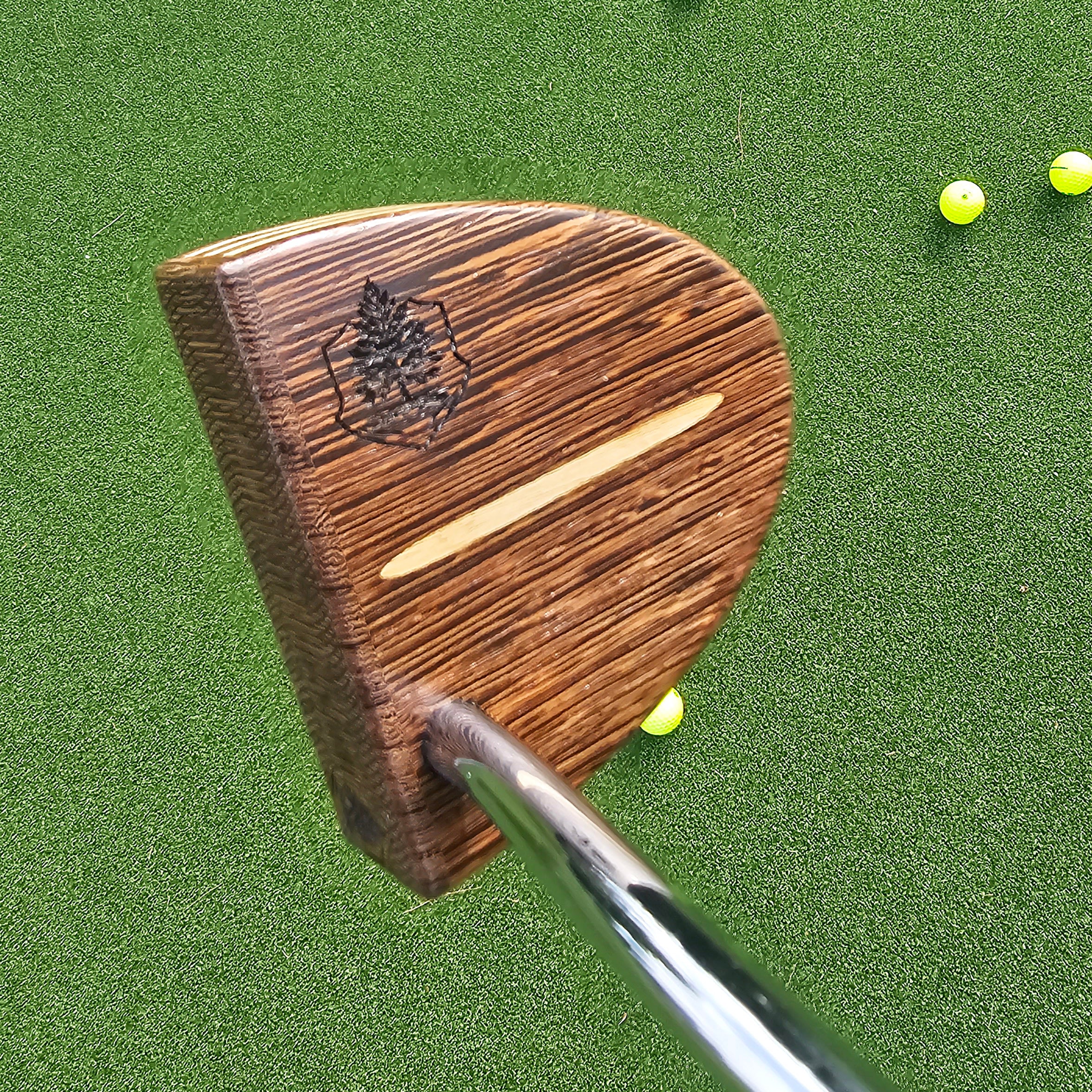 Wenge exotic wood putter with Oak layers and inlay top