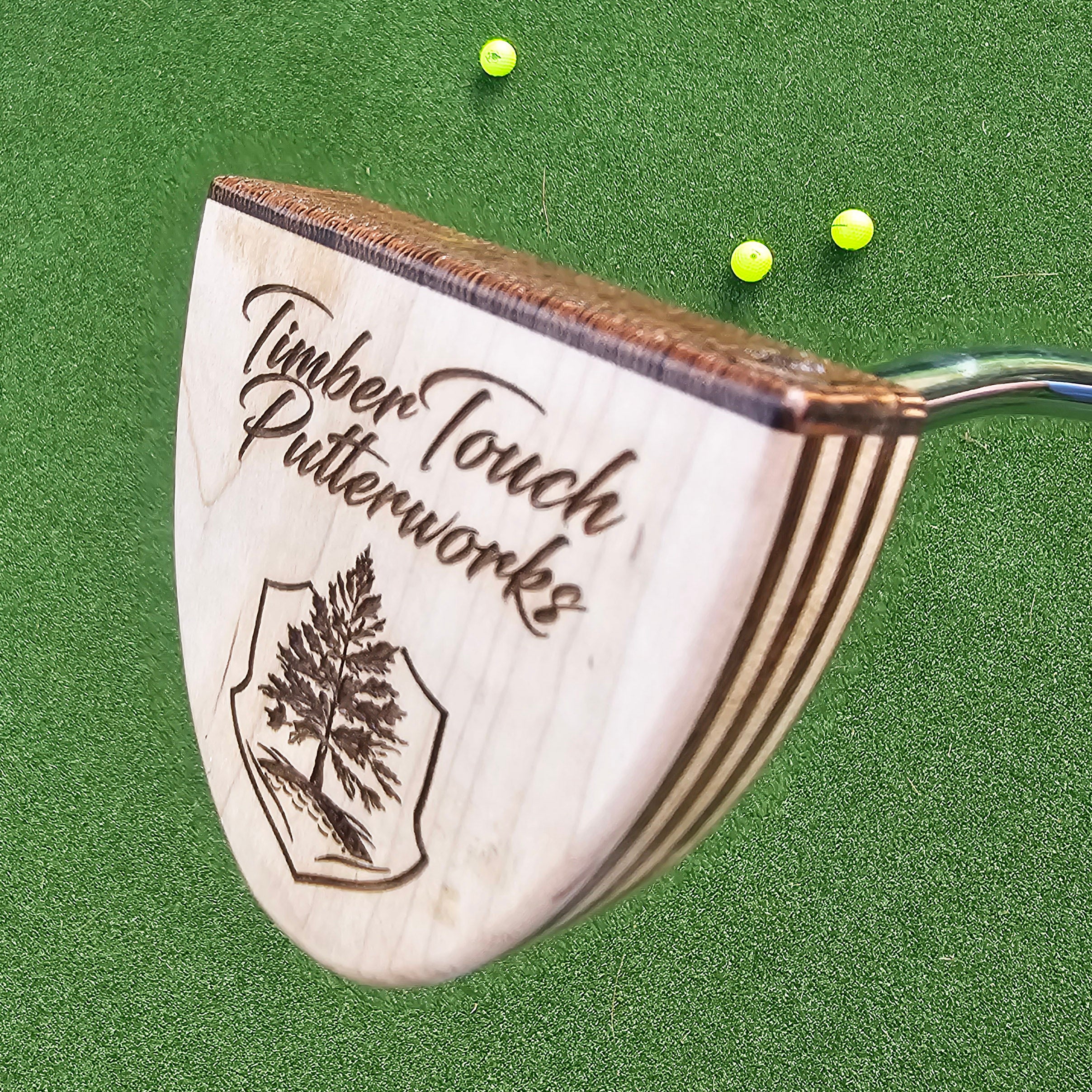 Wenge exotic wood putter with Oak layers and inlay top