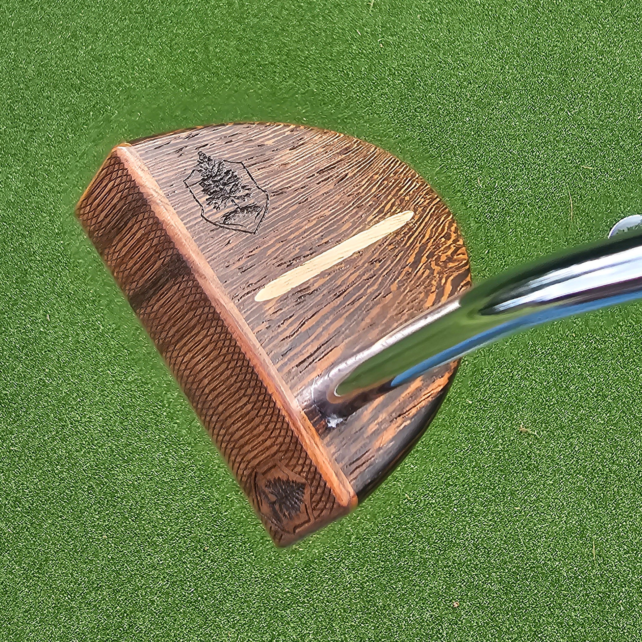 Wenge exotic wood putter with Padauk and White Limba inlay