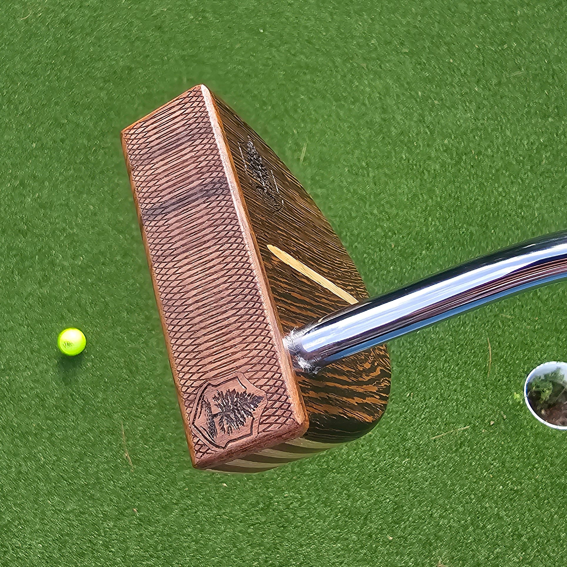Wenge exotic wood putter with Padauk and White Limba inlay