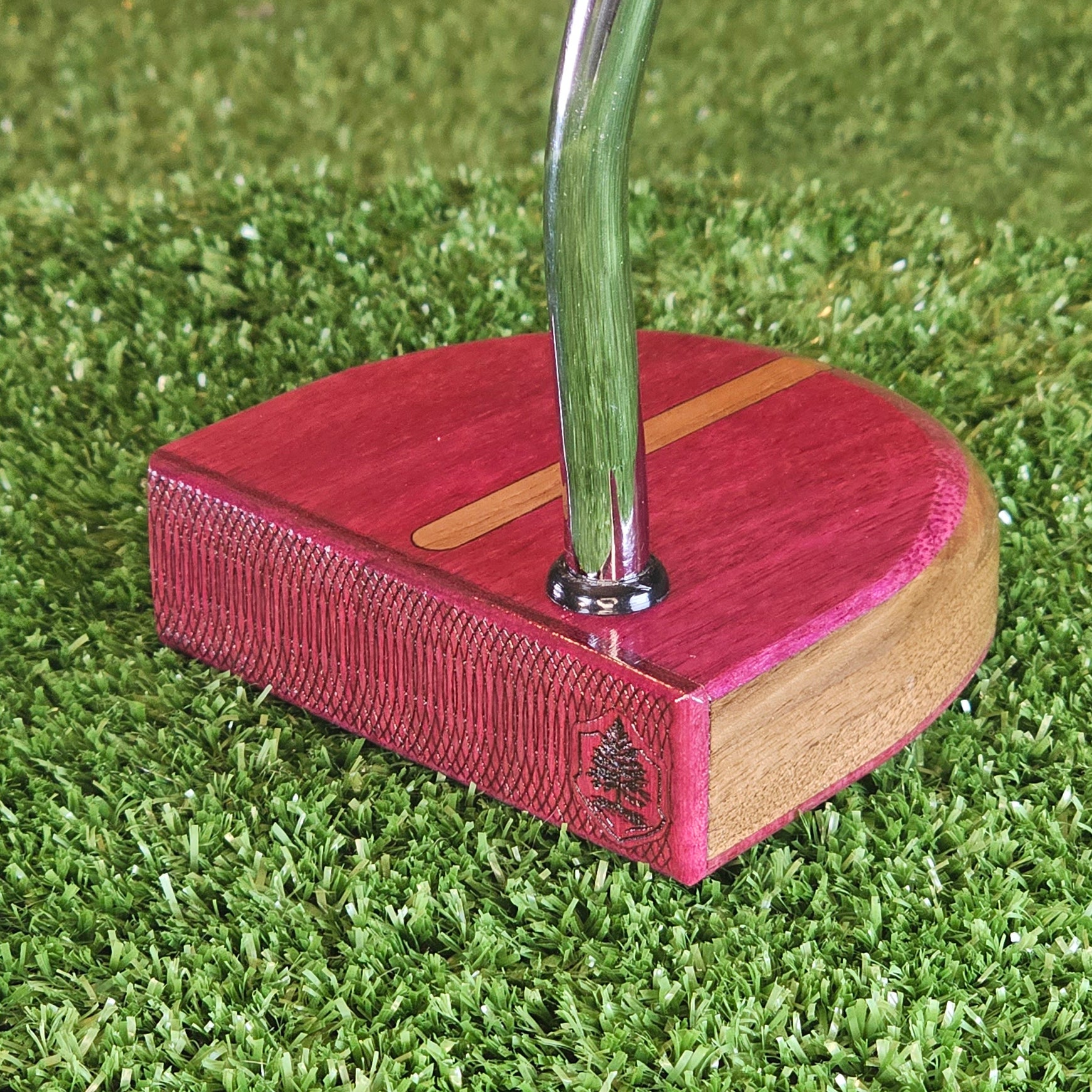 Plumbline wood putter with exotic Purpleheart and Walnut FATTY style