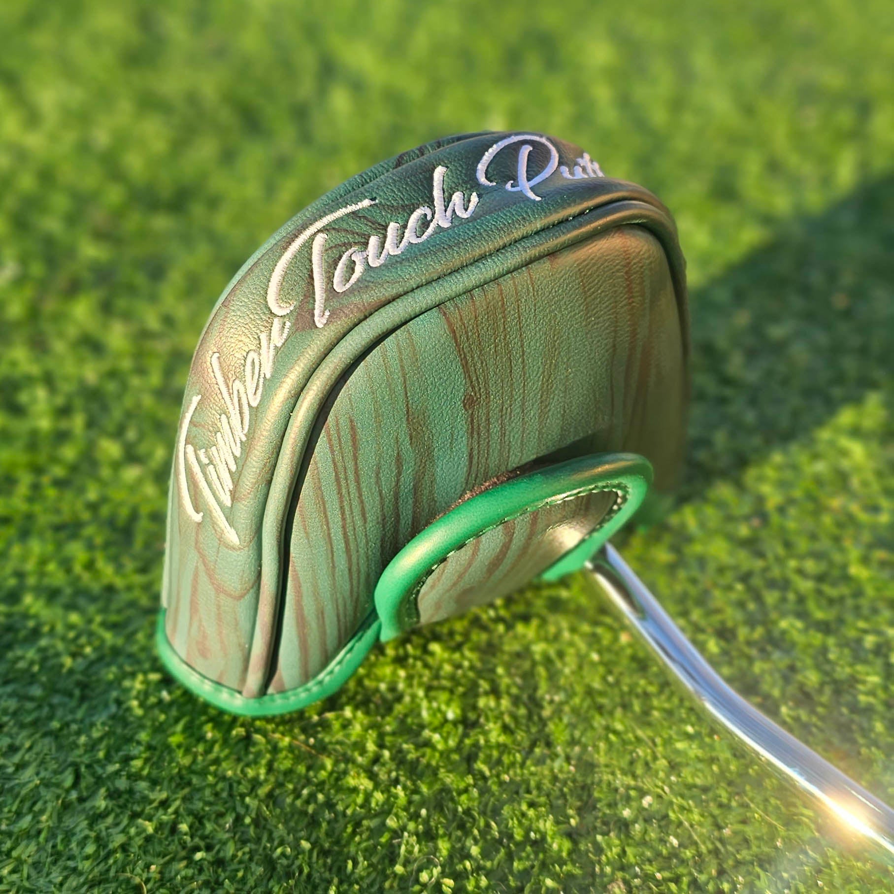 Putter cover Green wood grain mid-mallet size