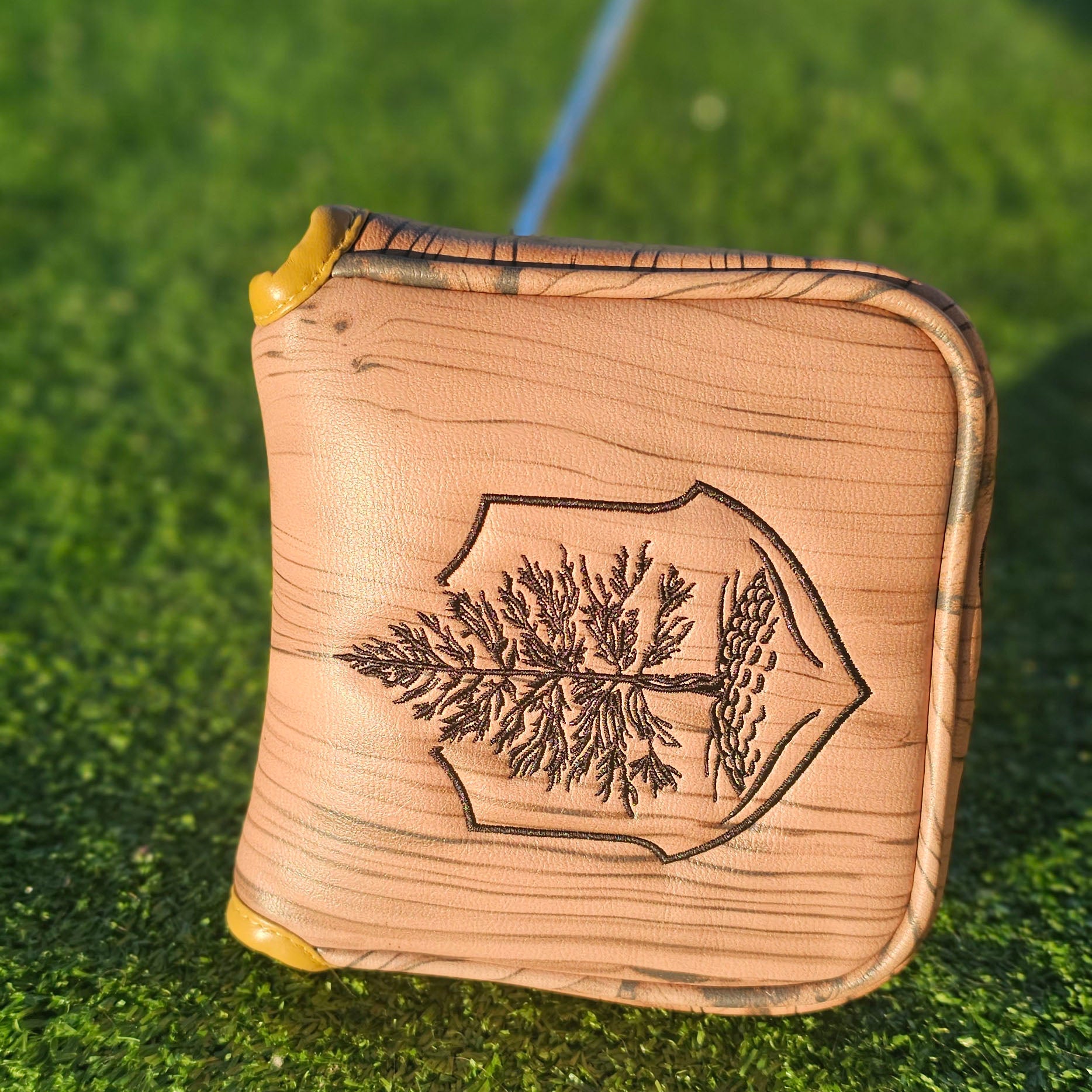 Putter cover Natural tan wood grain FULL mallet size