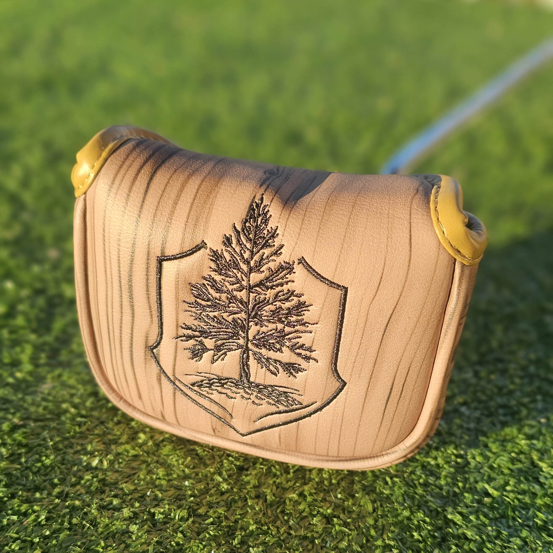 Putter cover Natural tan wood grain blade or mid mallet size