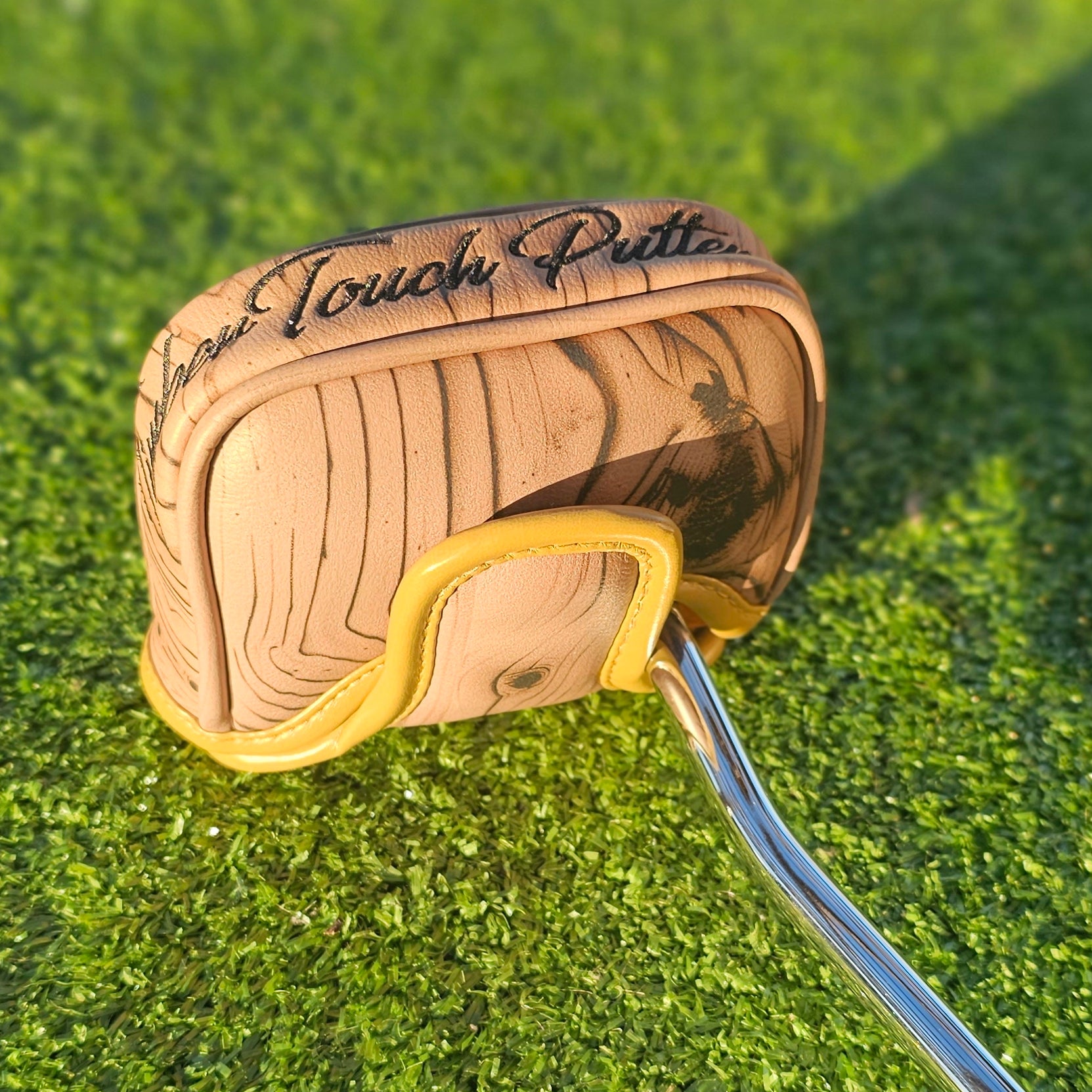 Putter cover Natural tan wood grain blade or mid mallet size