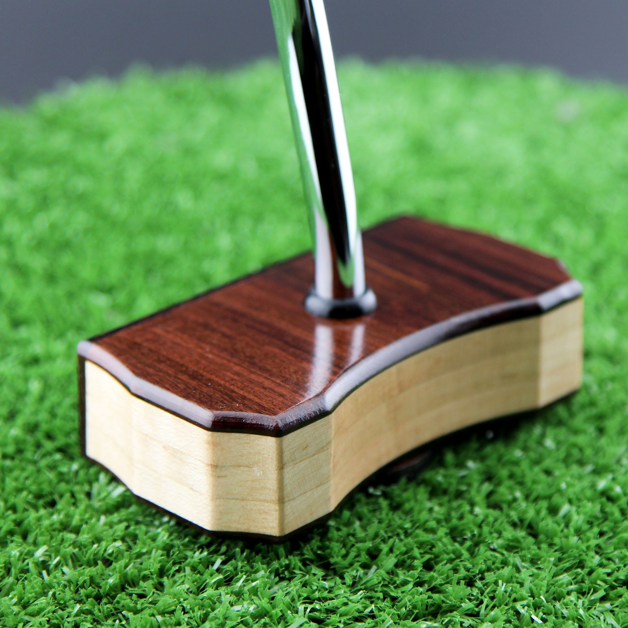 Deep exotic Rosewood with Curly Maple Zero Torque Center Shaft putter