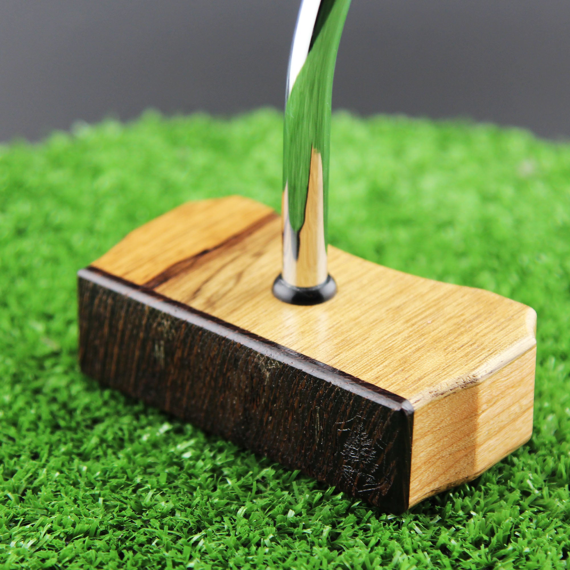 Black Limba exotic wood Zero Torque Center Shaft putter with Red Oak Body