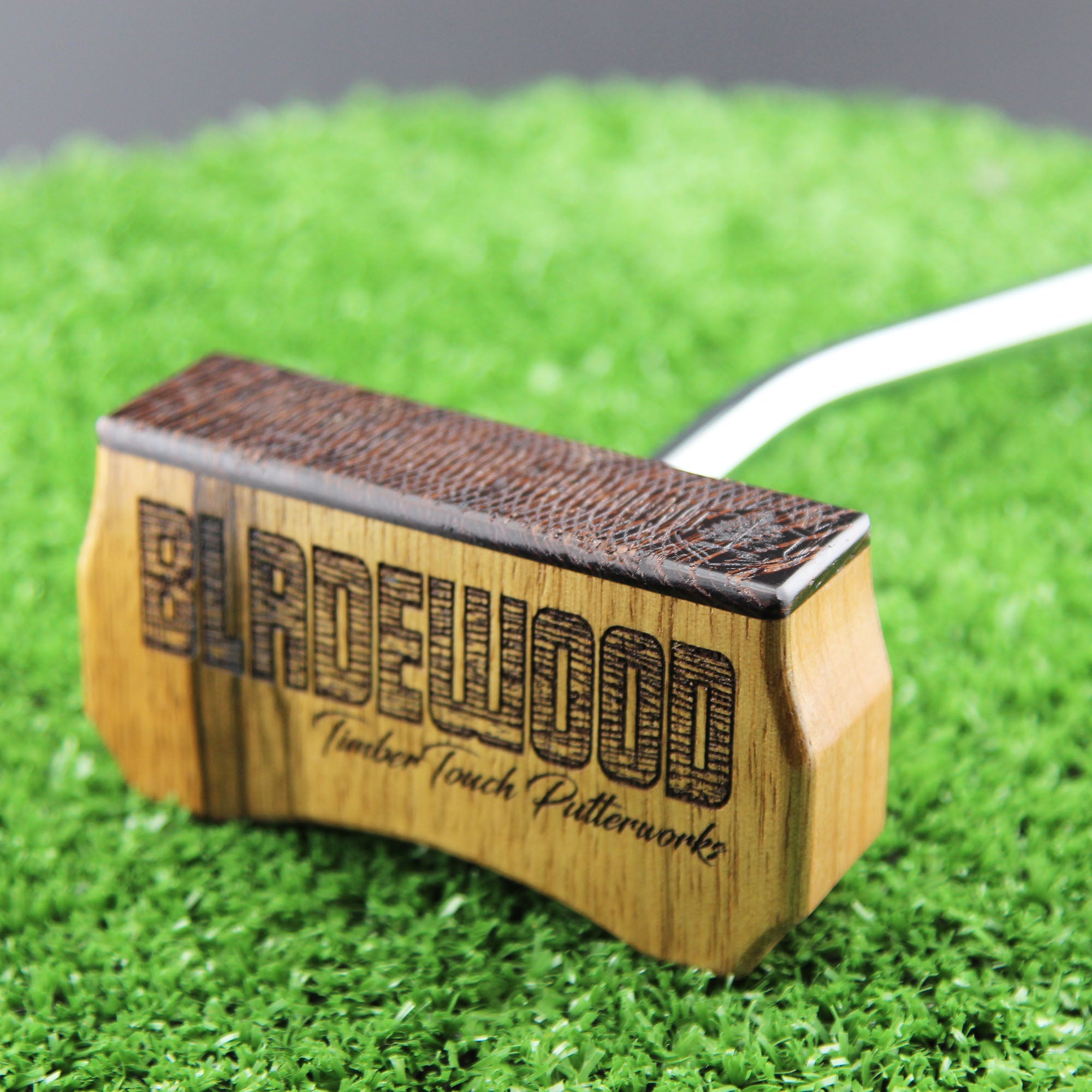 Black Limba exotic wood Zero Torque Center Shaft putter with Red Oak Body