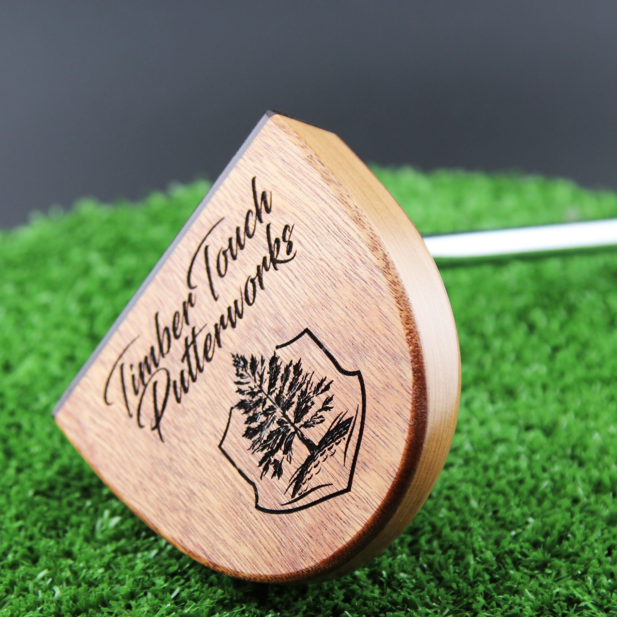 Mahogany and Red Oak wood putter with exotic Wenge inlay and face plate