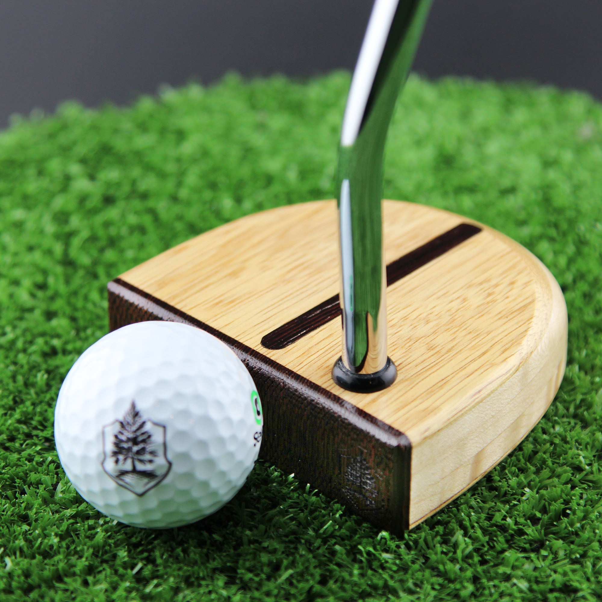 Exotic White Limba and Oak wood large mallet putter