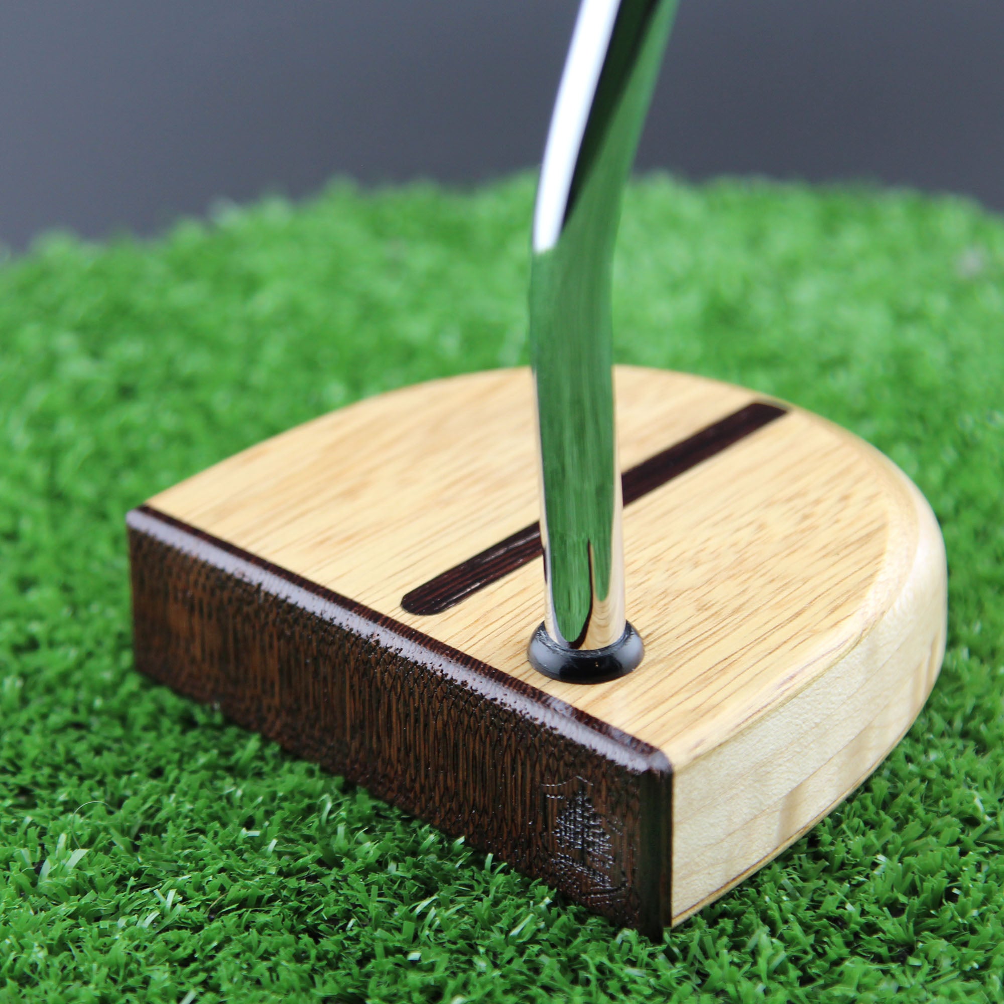 Exotic White Limba and Oak wood large mallet putter