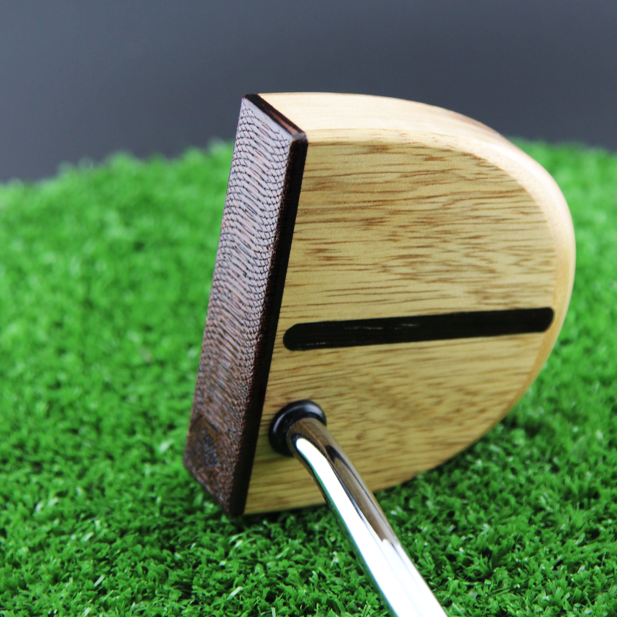 Exotic White Limba and Oak wood large mallet putter