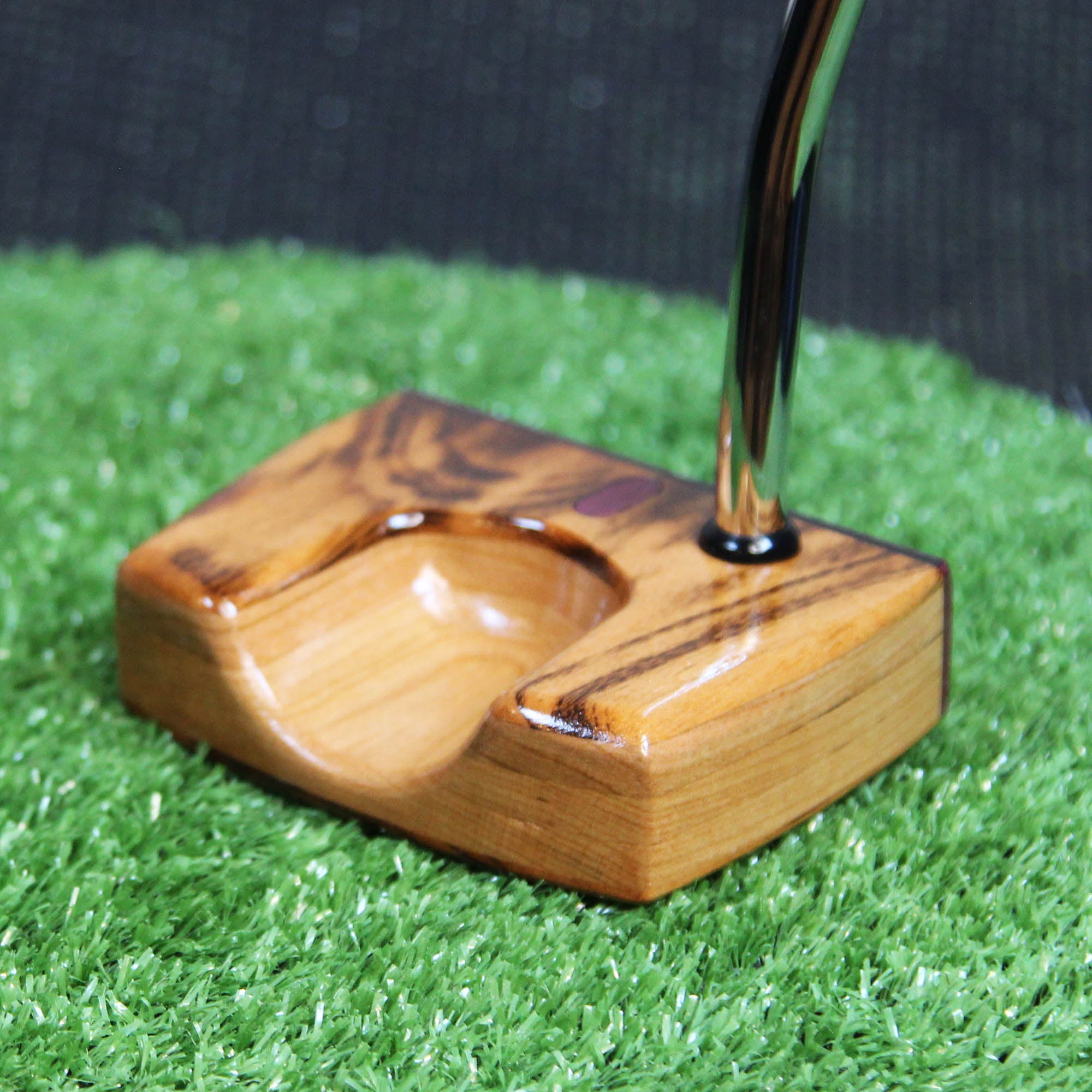 Tigerwood LEFTY putter with Purpleheart inlay exotic wood putter