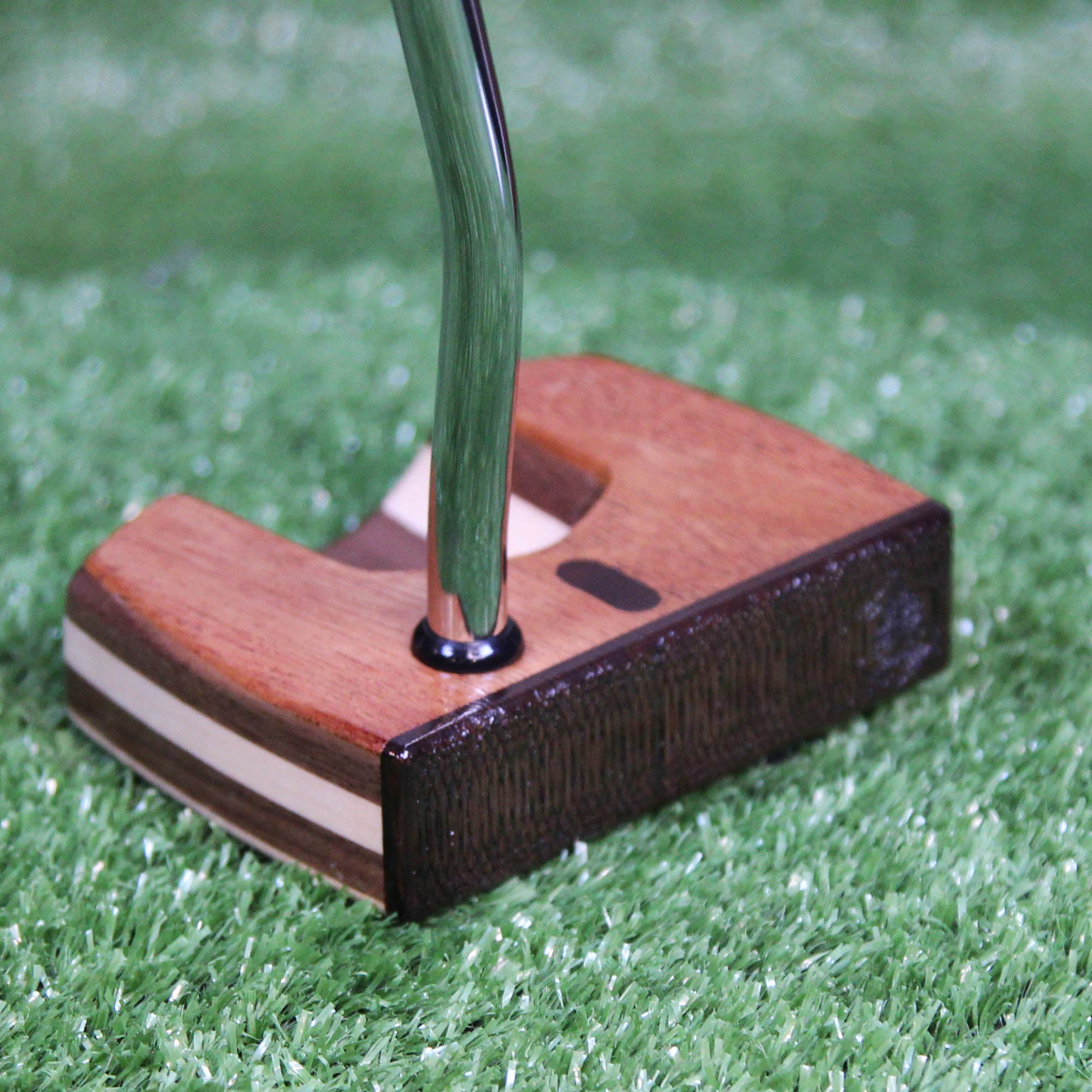 Black Limba exotic wood LEFTY putter with walnut and oak wood