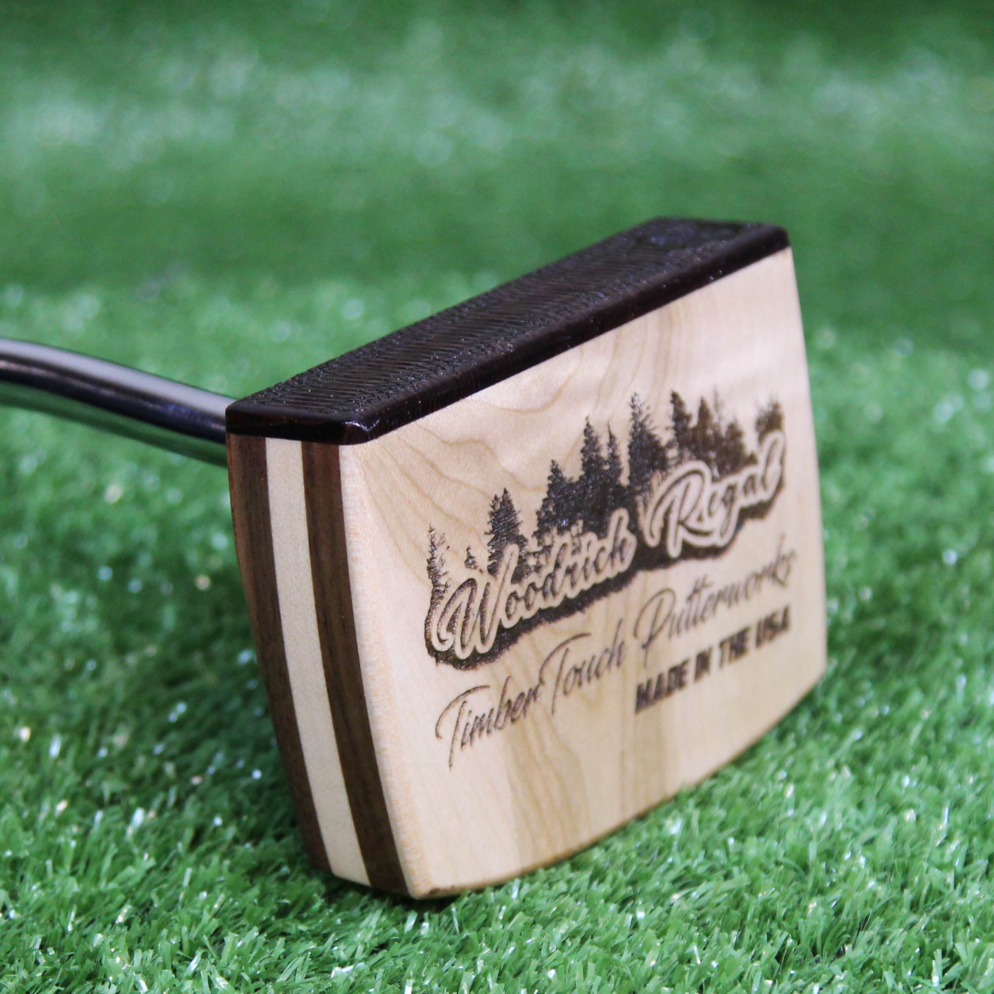 Black Limba exotic wood LEFTY putter with walnut and oak wood