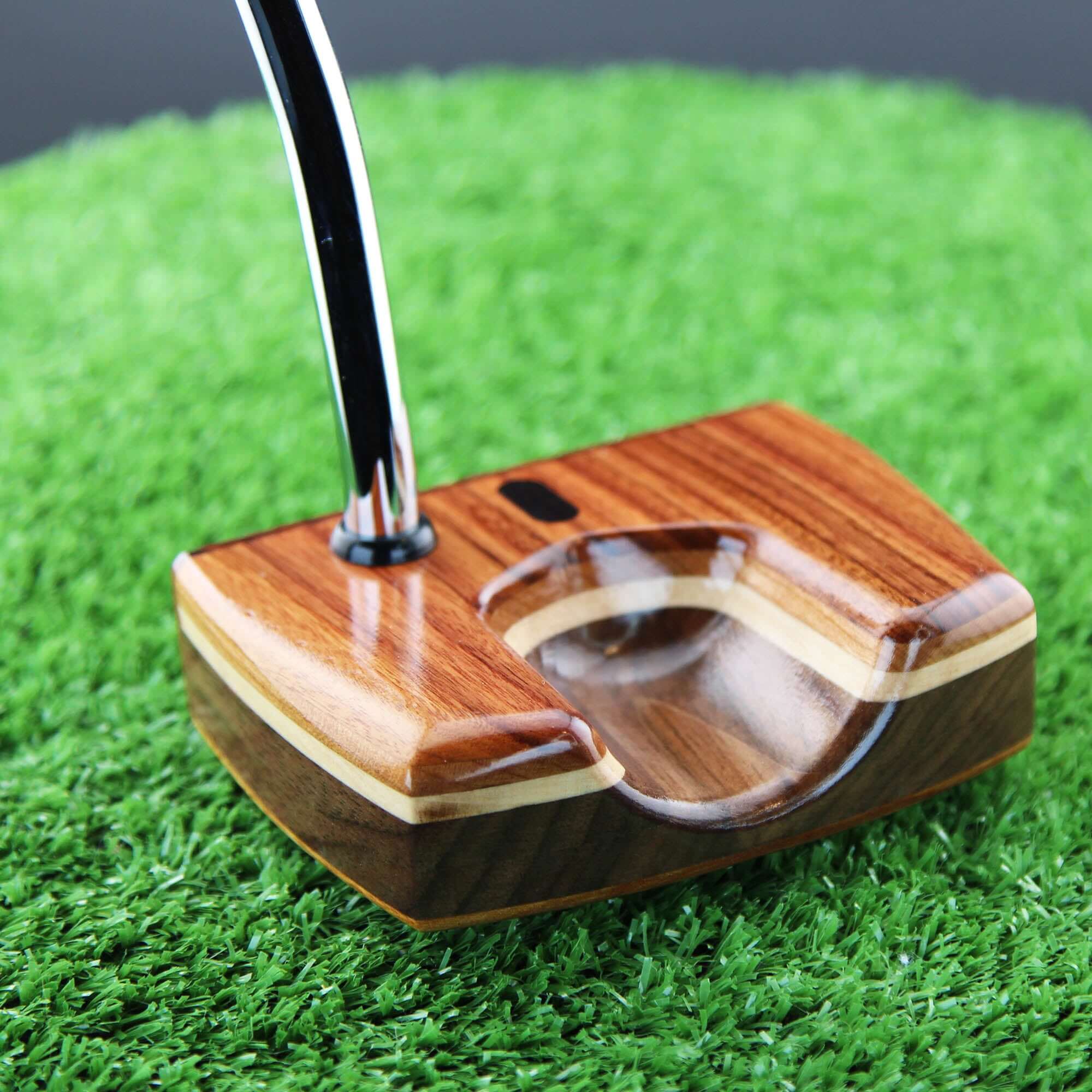 Rosewood Exotic Wood Putter with walnut and Canarywood base