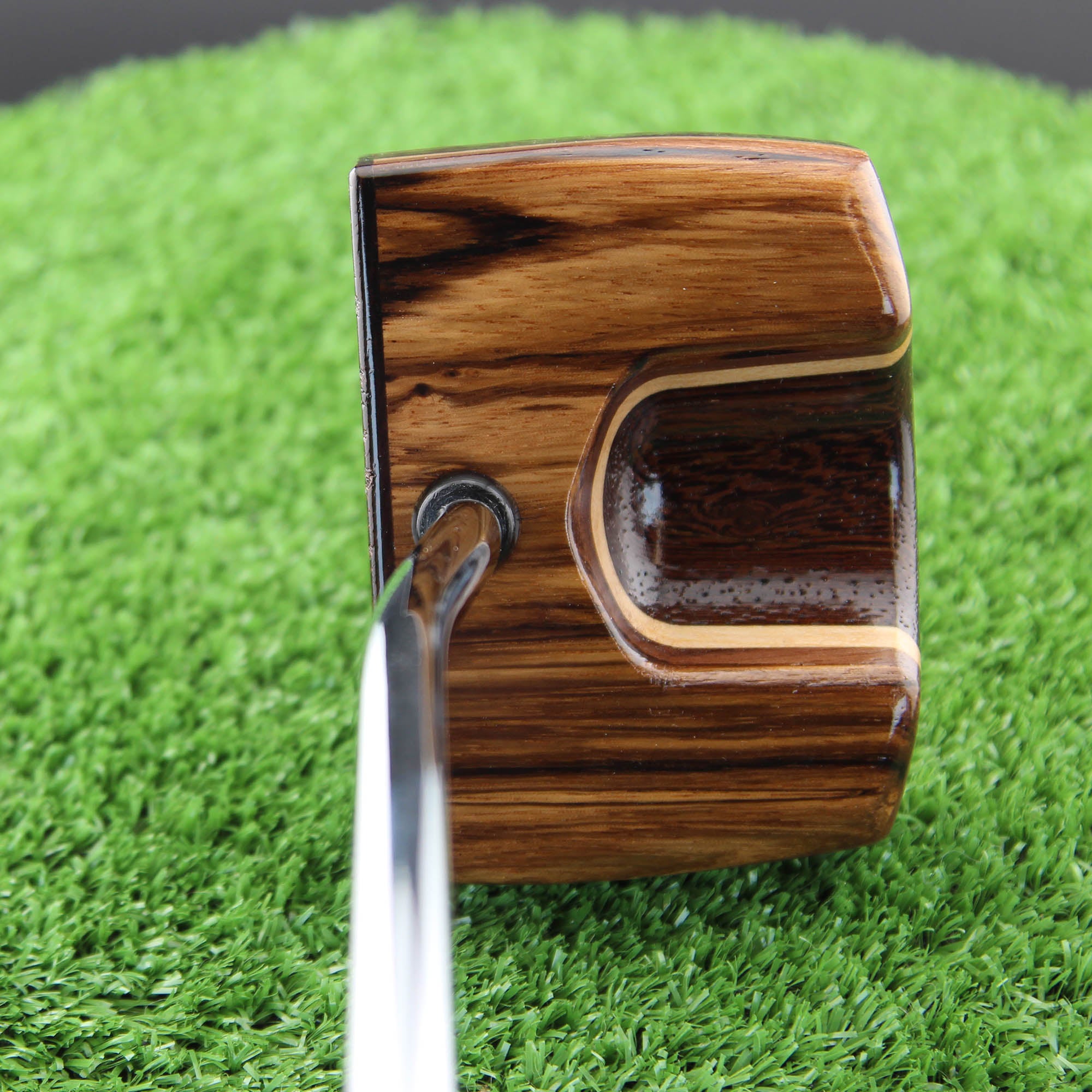 TimberTouch wood putter with Zebrawood center shaft zero torque