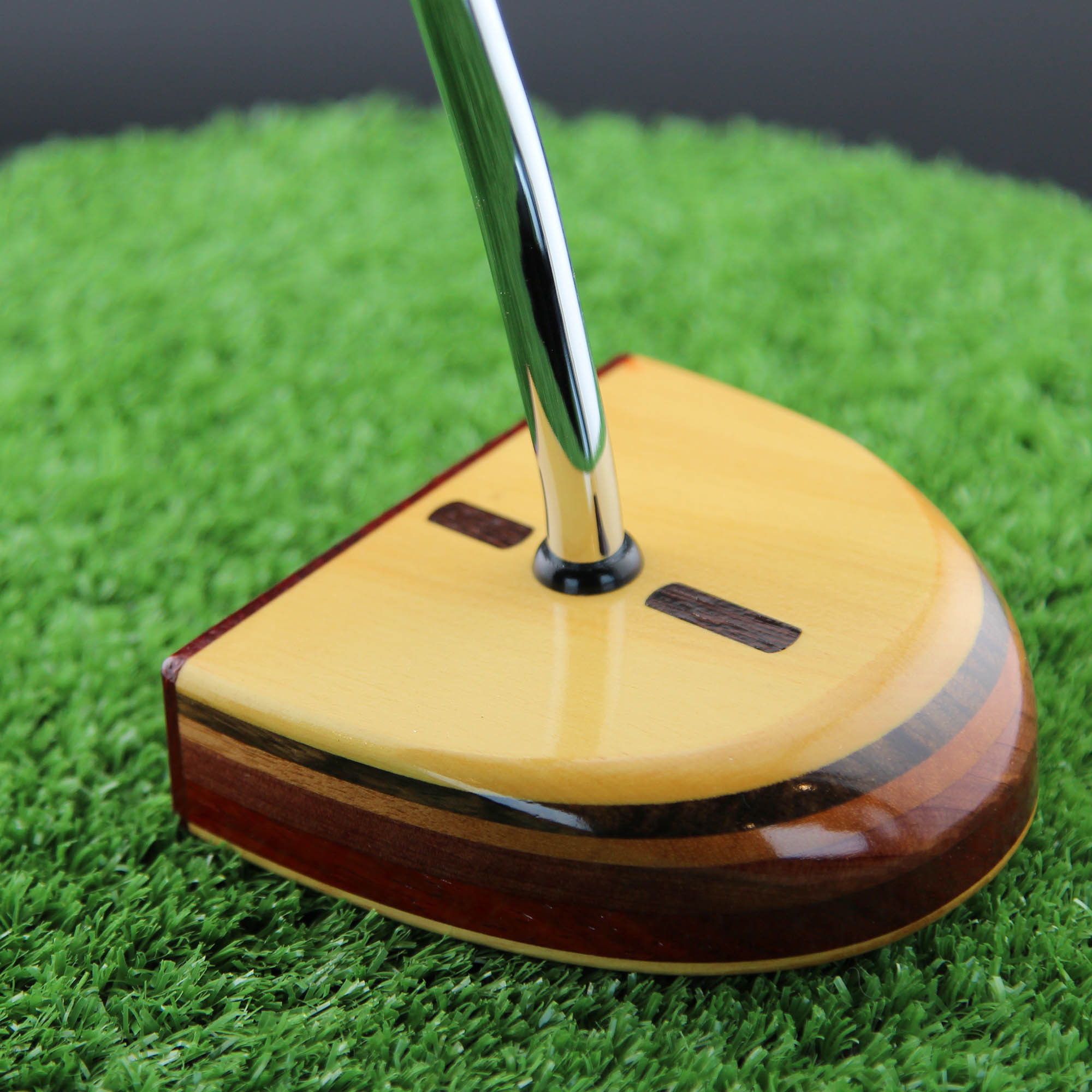 TimberTouch mallet wood putter with Yellowheart center shaft zero torque