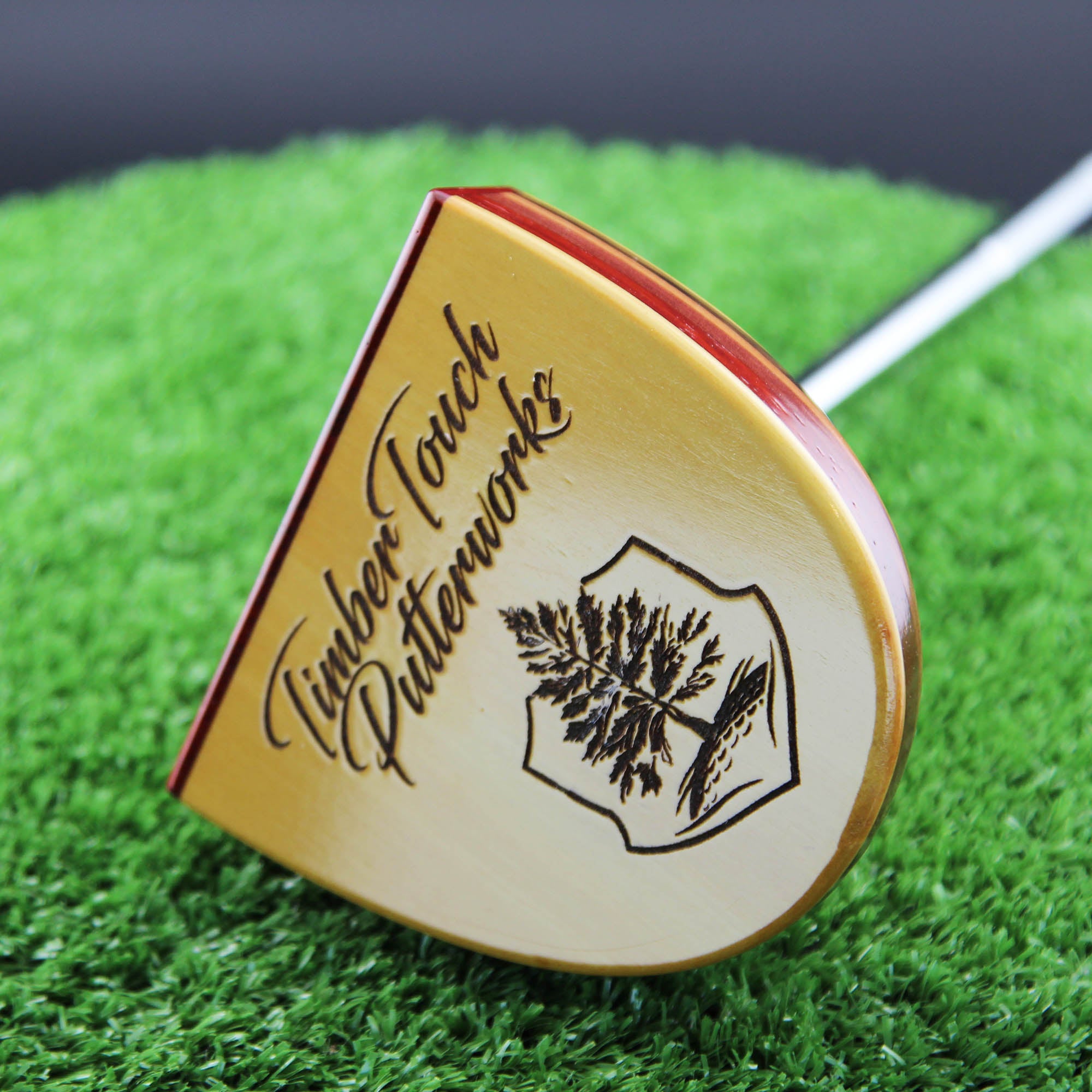 TimberTouch mallet wood putter with Yellowheart center shaft zero torque