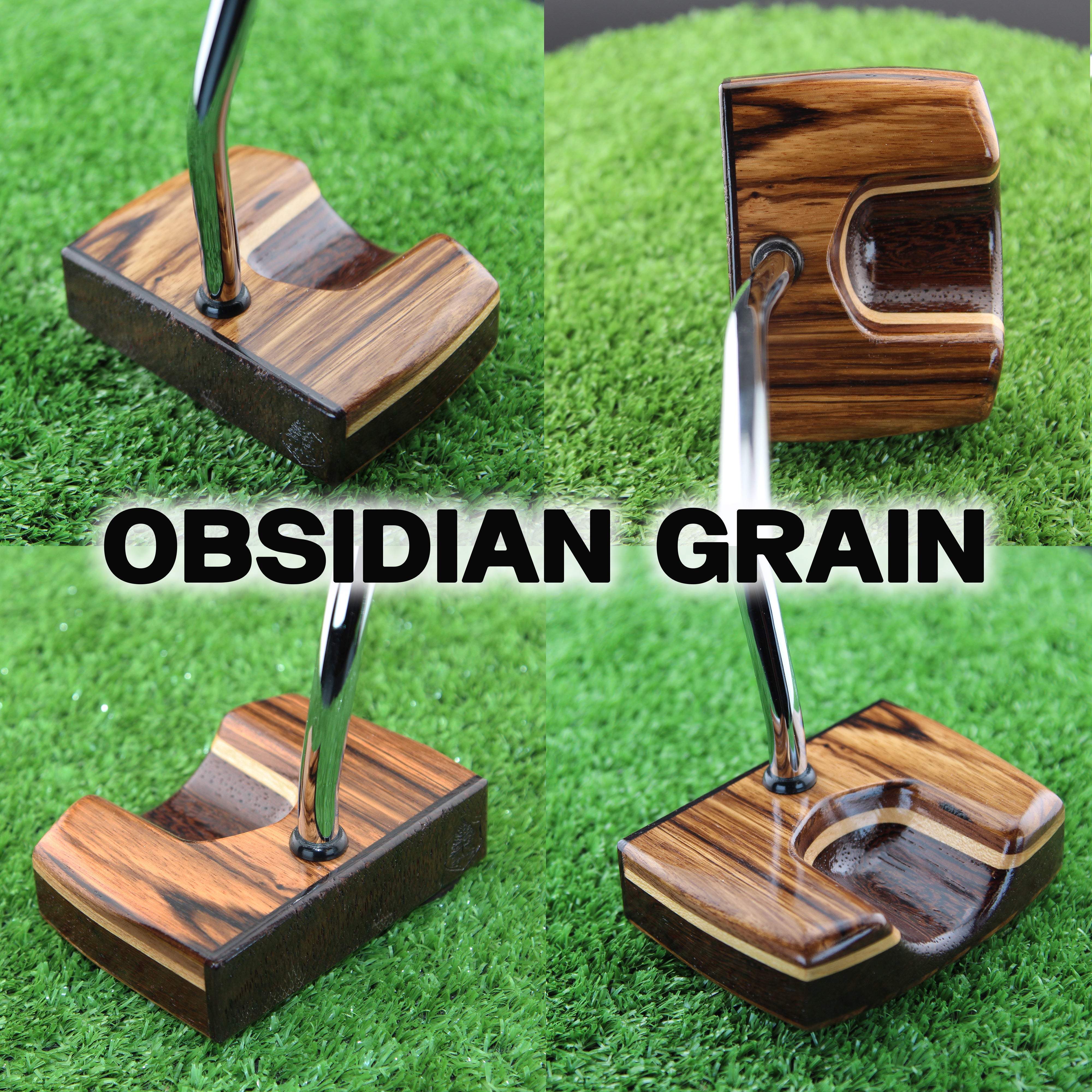 TimberTouch wood putter with Zebrawood center shaft zero torque