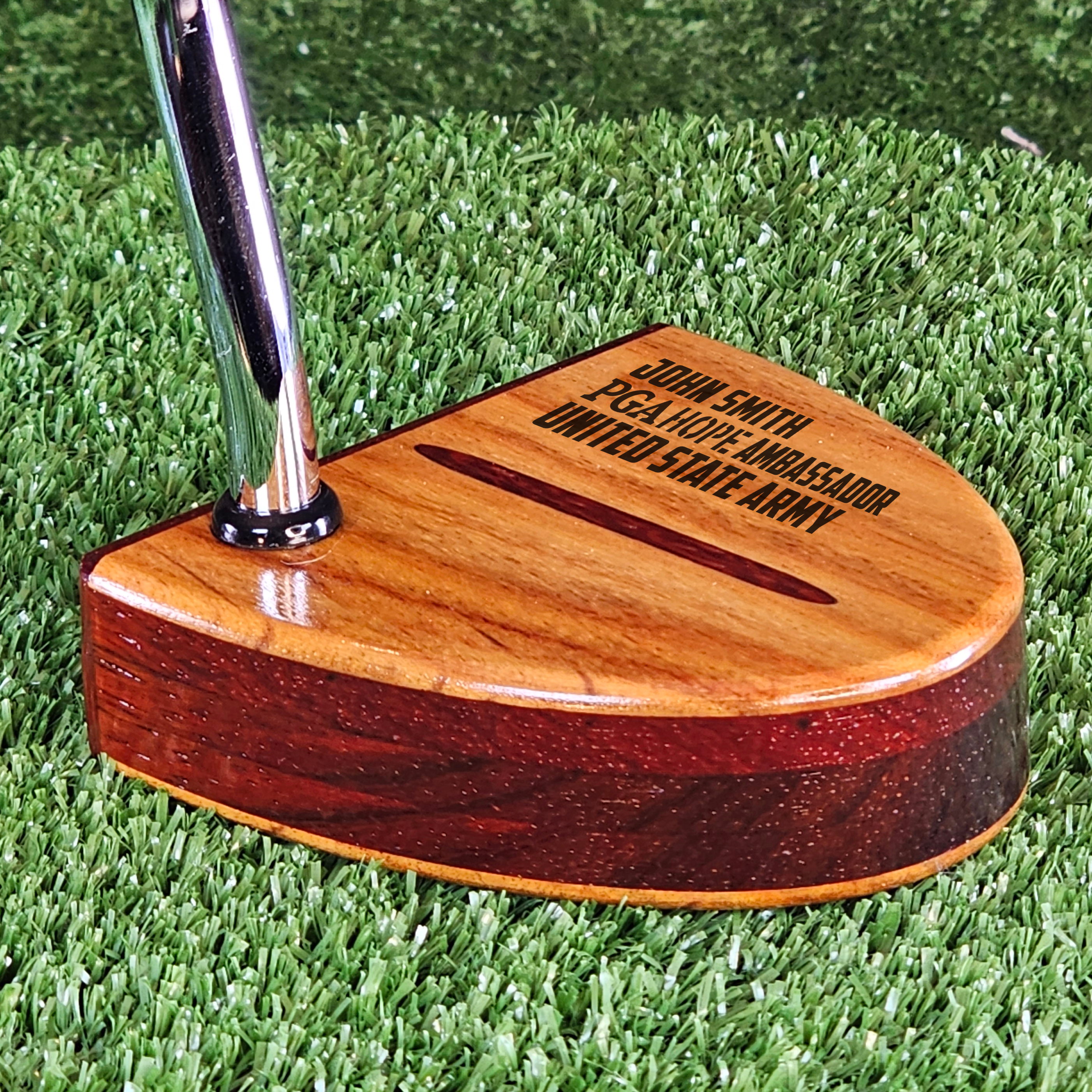 PGA HOPE Ambassador Woodford Putter – Custom Engraved Canarywood and Padauk wood