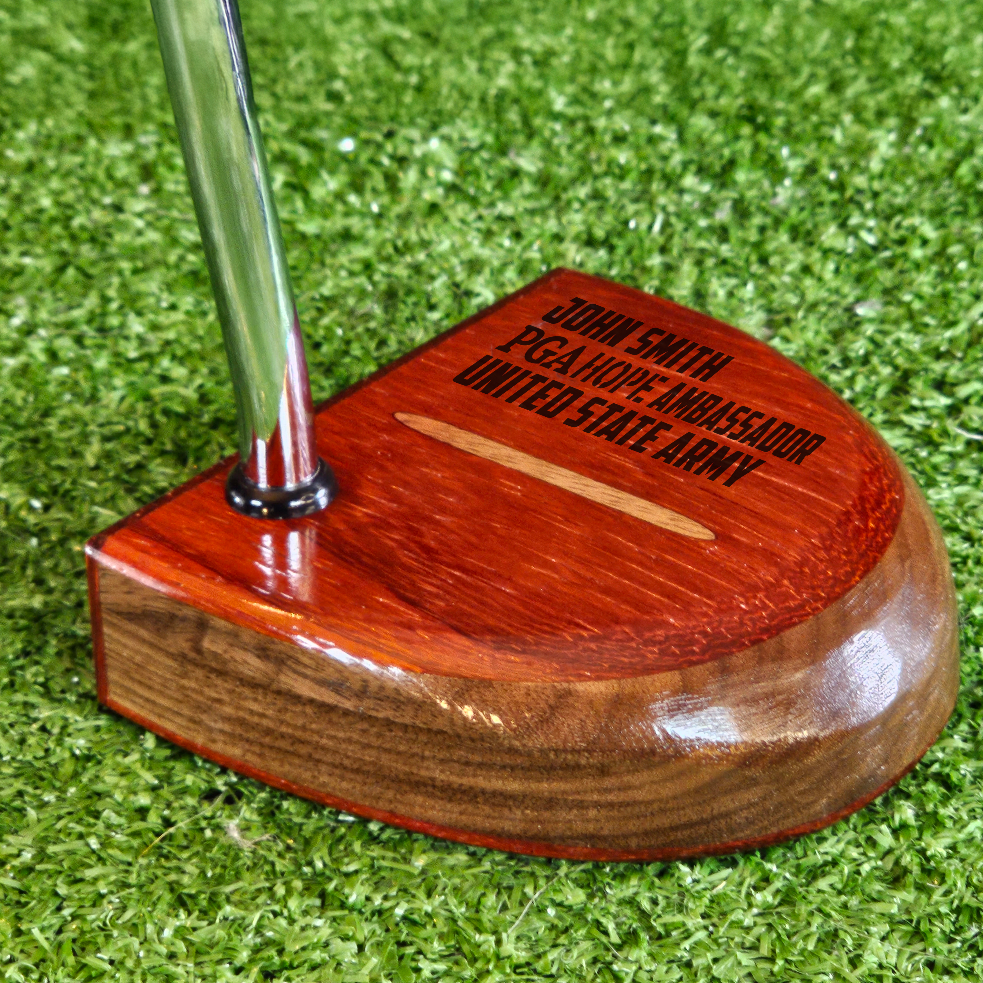 PGA HOPE Ambassador FATTY Putter – Custom Engraved Exotic Padauk wood and Walnut