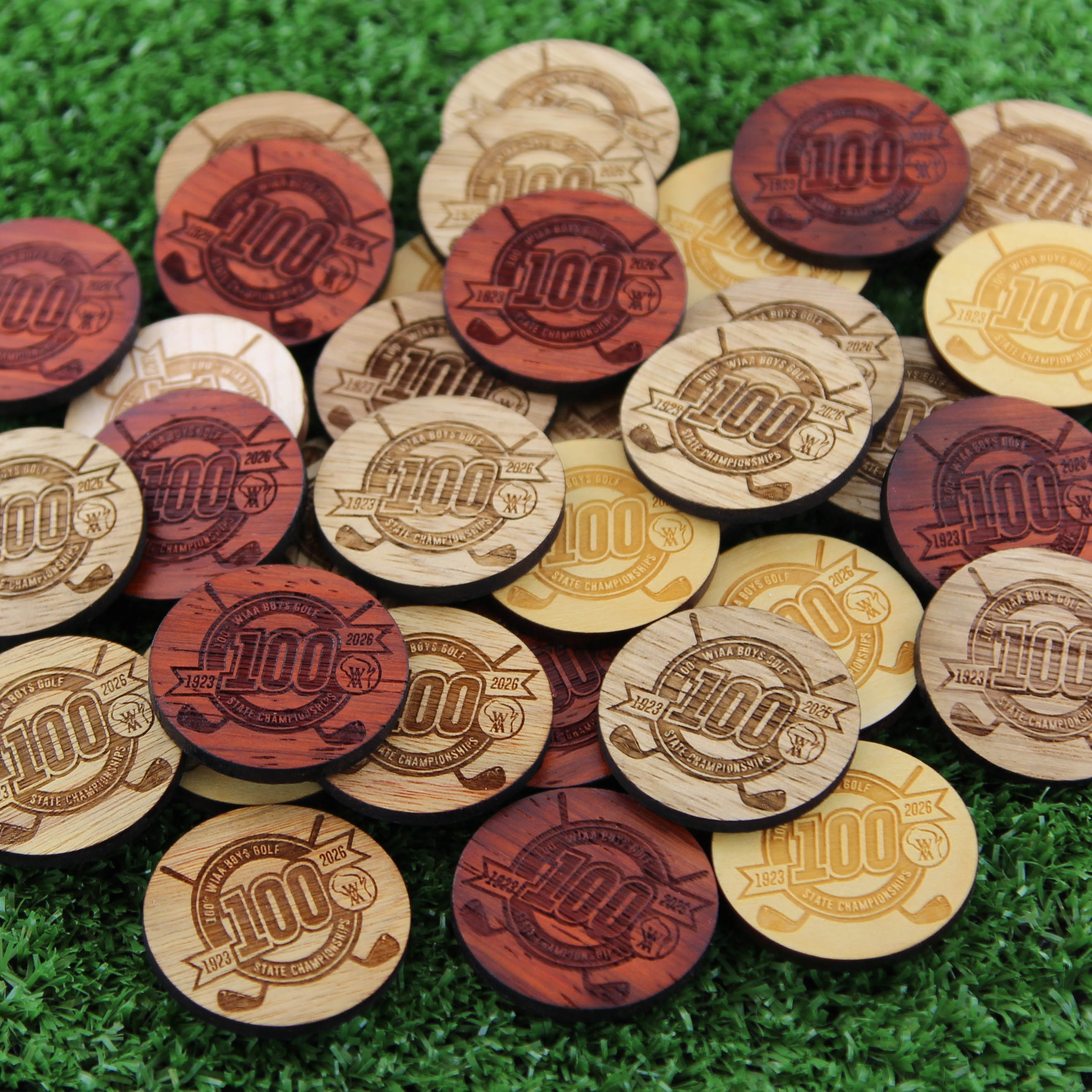 Custom Bulk Wood Golf Ball Markers