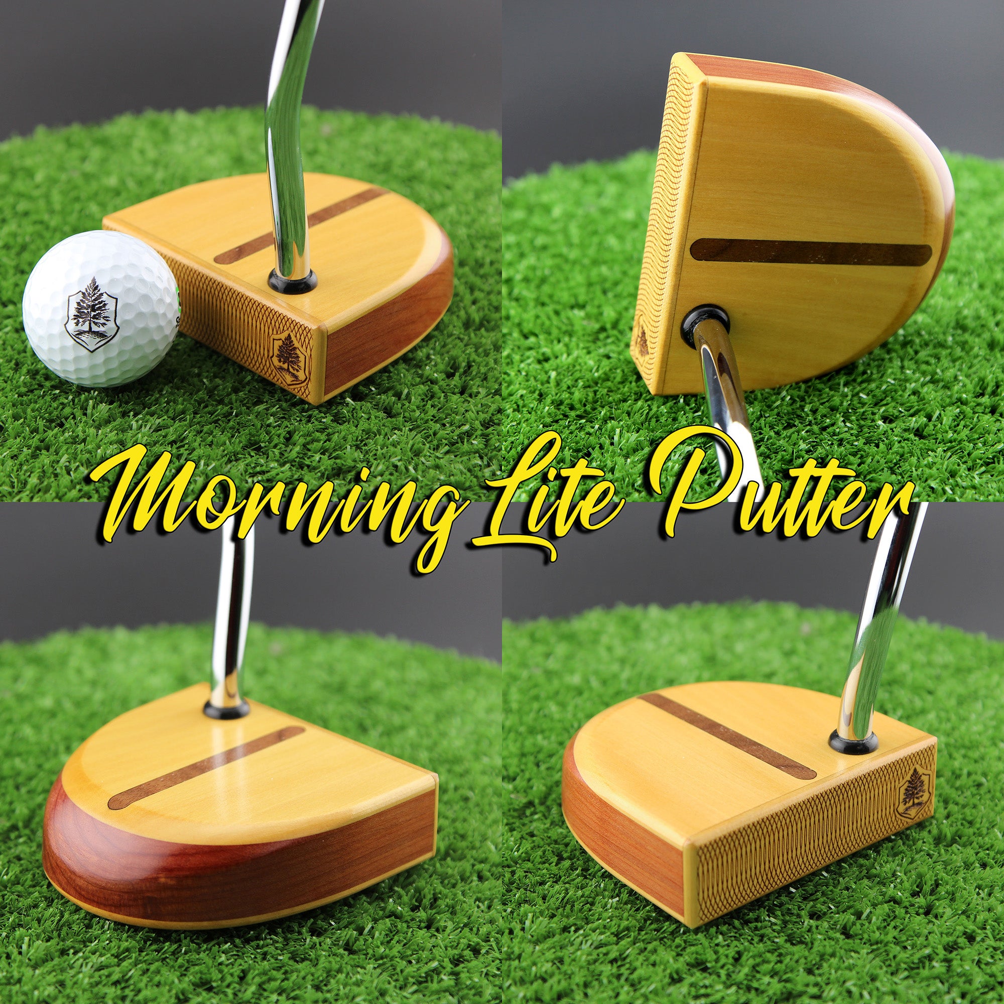 MorningLite Yellowheart exotic wood putter with Walnut body and inlay