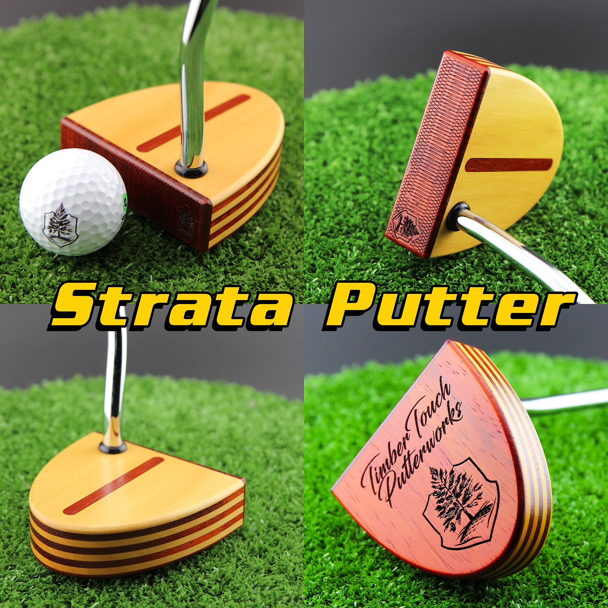 Strata Yellowheart and Padauk layered Woodford putter from TimberTouch Putterworks