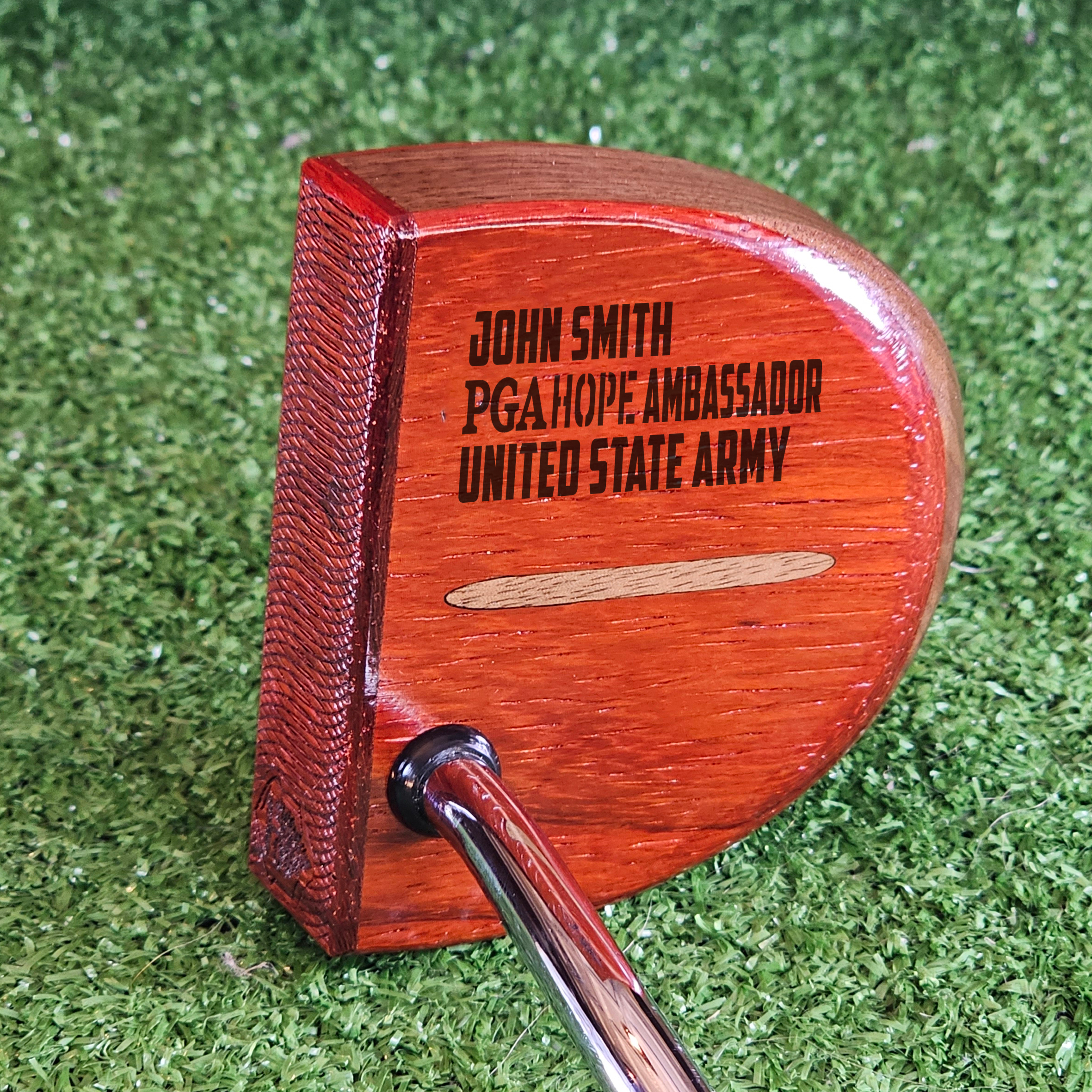 PGA HOPE Ambassador FATTY Putter – Custom Engraved Exotic Padauk wood and Walnut