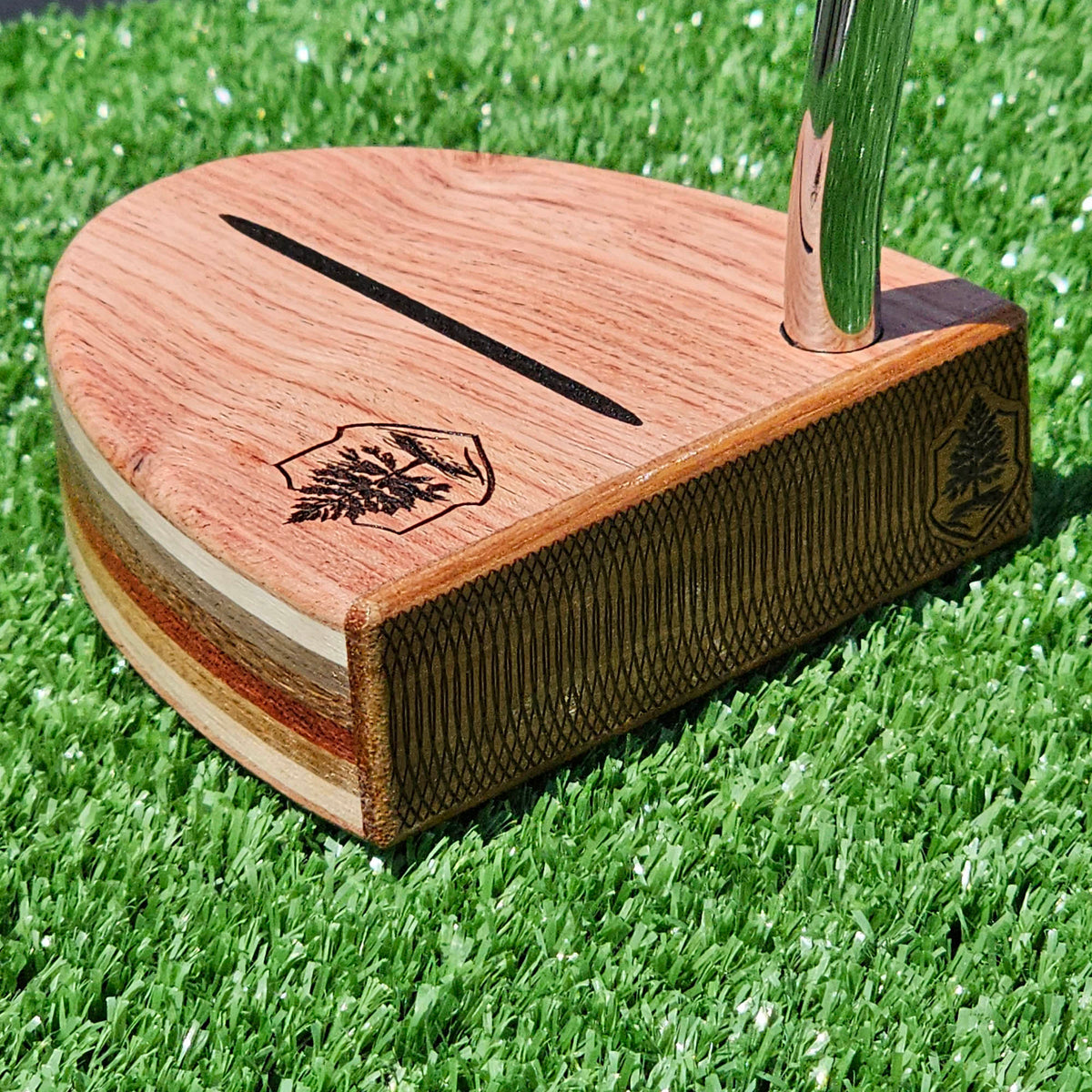 Golfer putting in breezy weather conditions