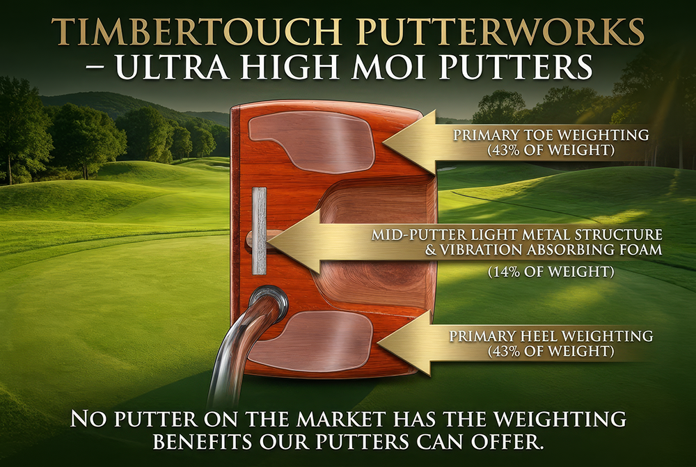 Internal lead weighting inside a Woodrich Regal wood putter head