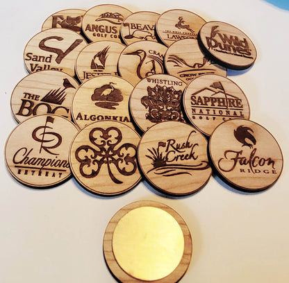 Custom Bulk Wood Golf Ball Markers