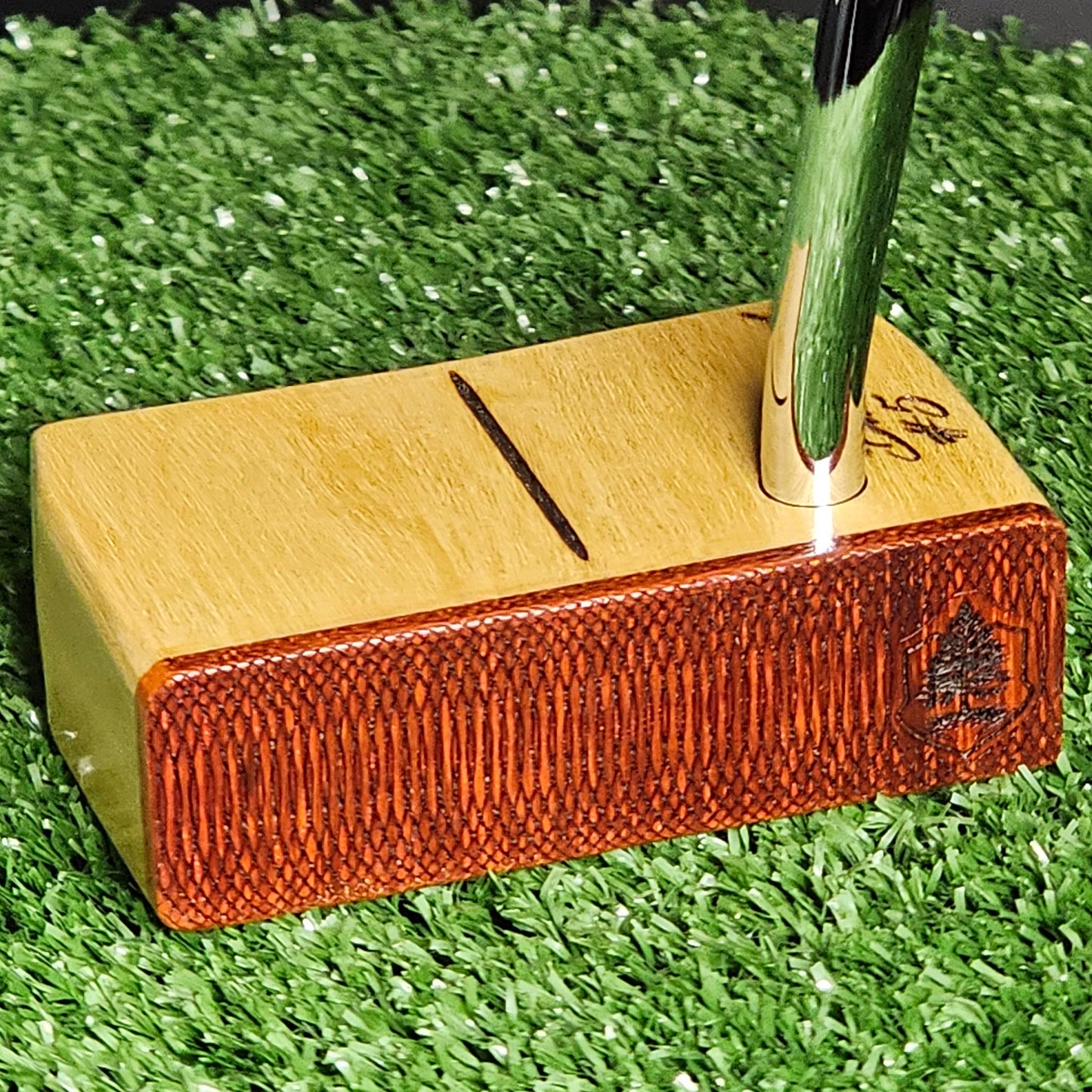 Yellowheart wood body putter with Padauk wood face