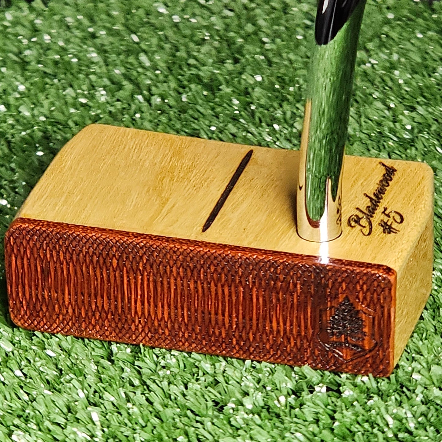 Yellowheart wood body putter with Padauk wood face