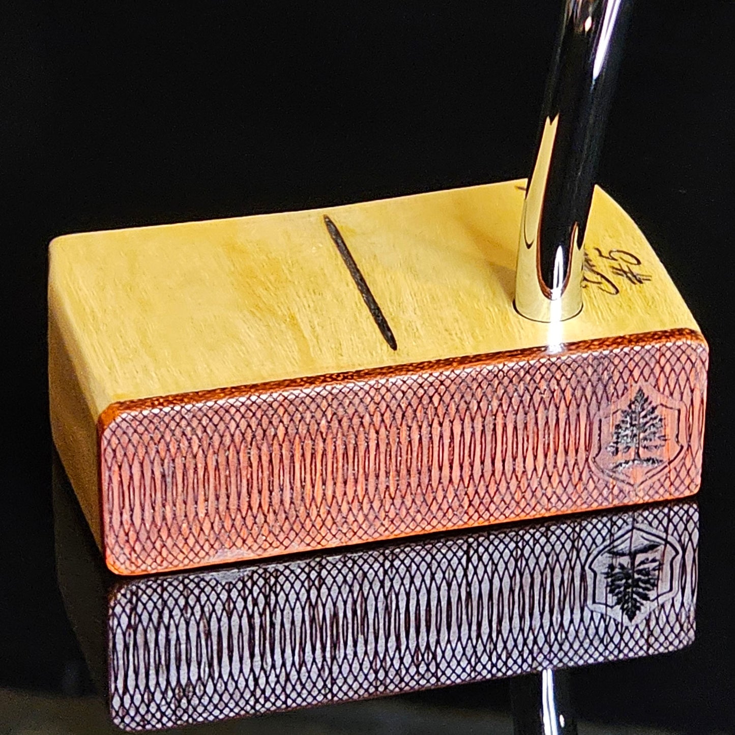 Yellowheart wood body putter with Padauk wood face